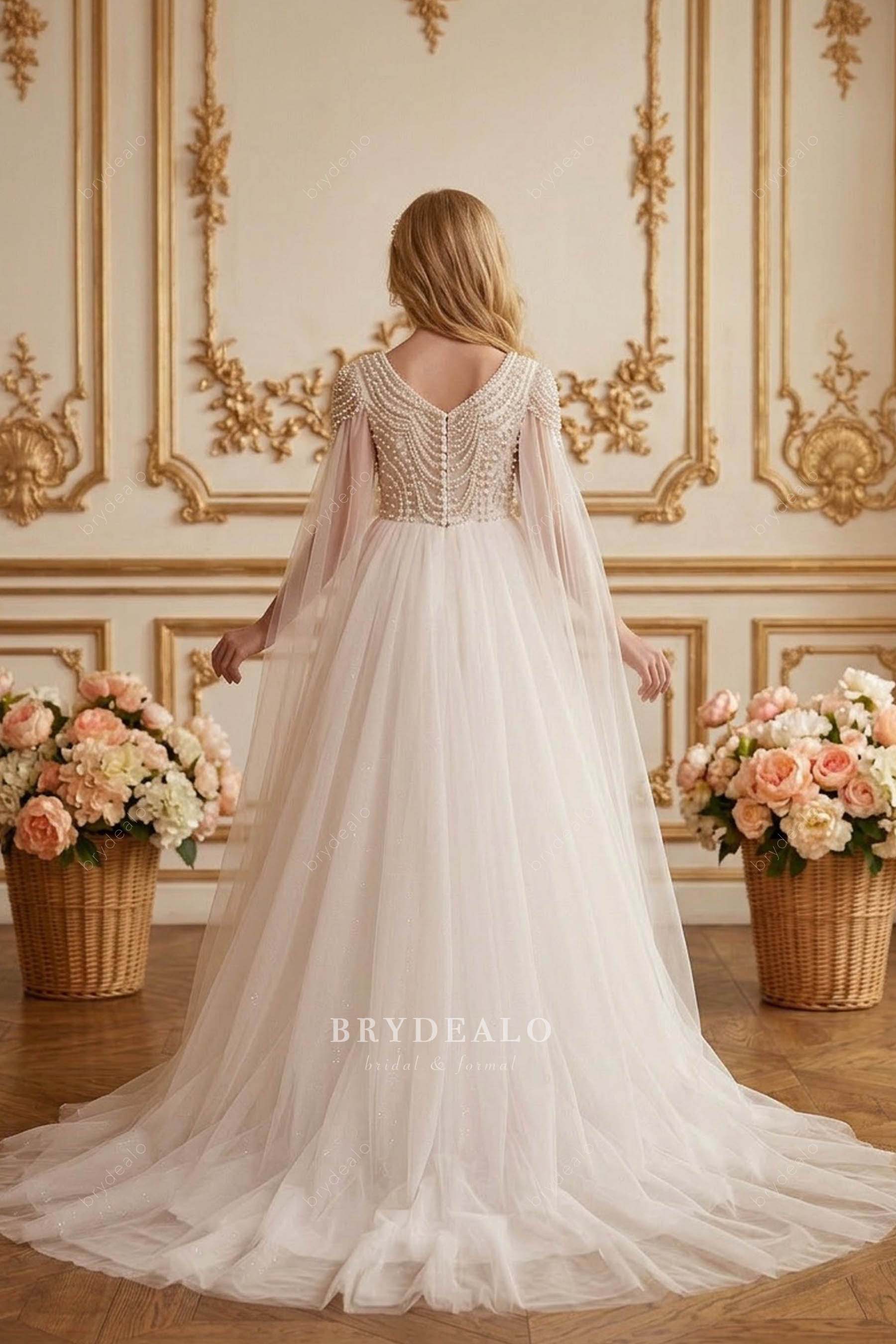 hand-sewn pearl tulle first communion dress