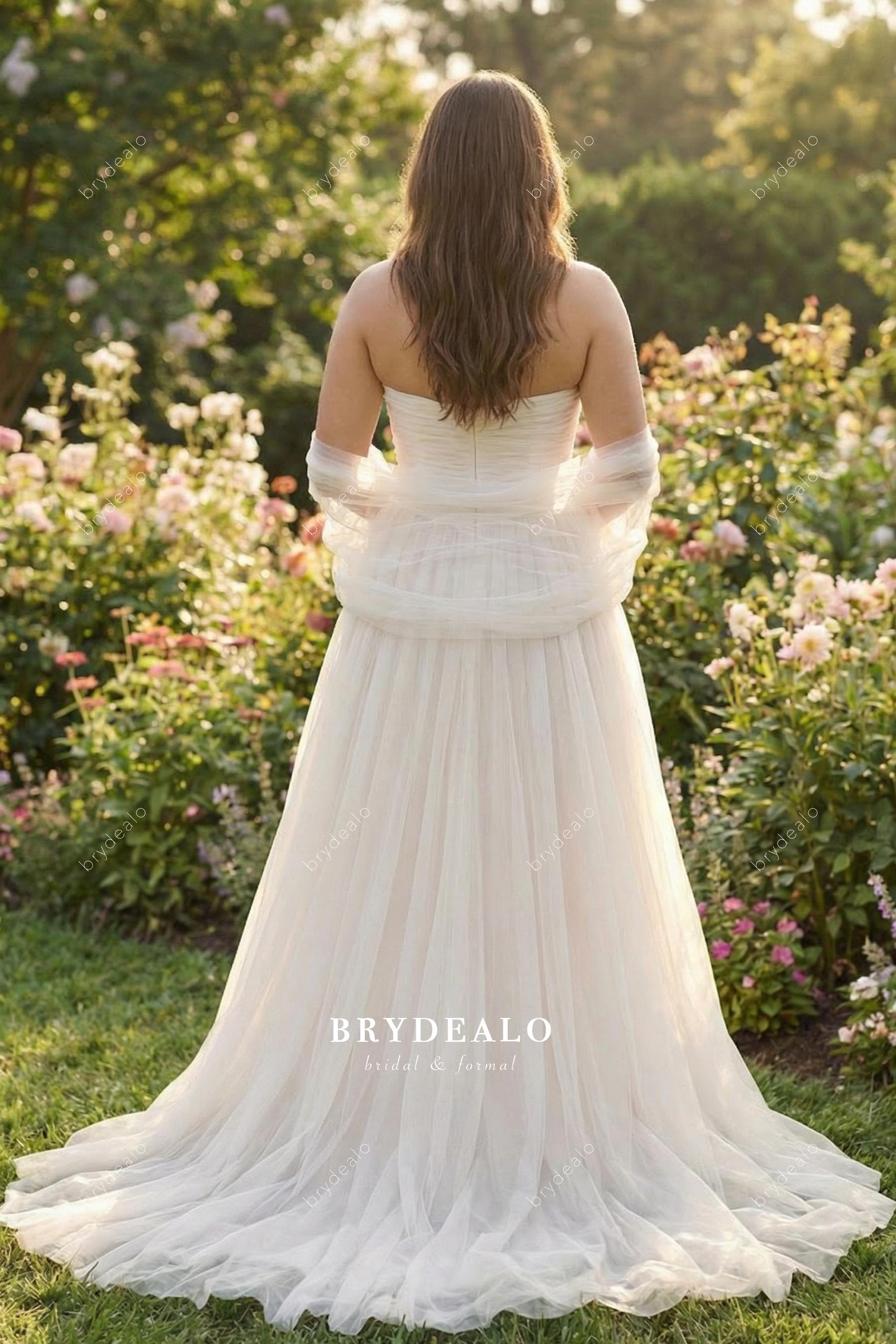 heavenly pink a line court train wedding dress