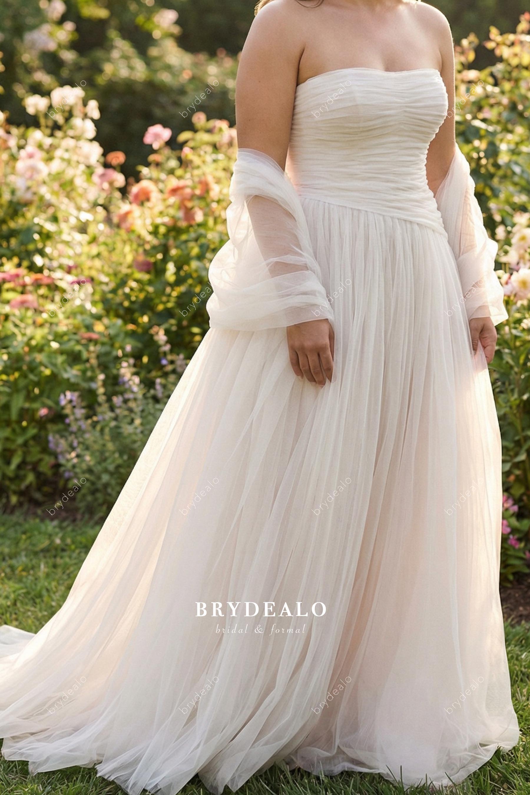 heavenly pink strapless wedding dress