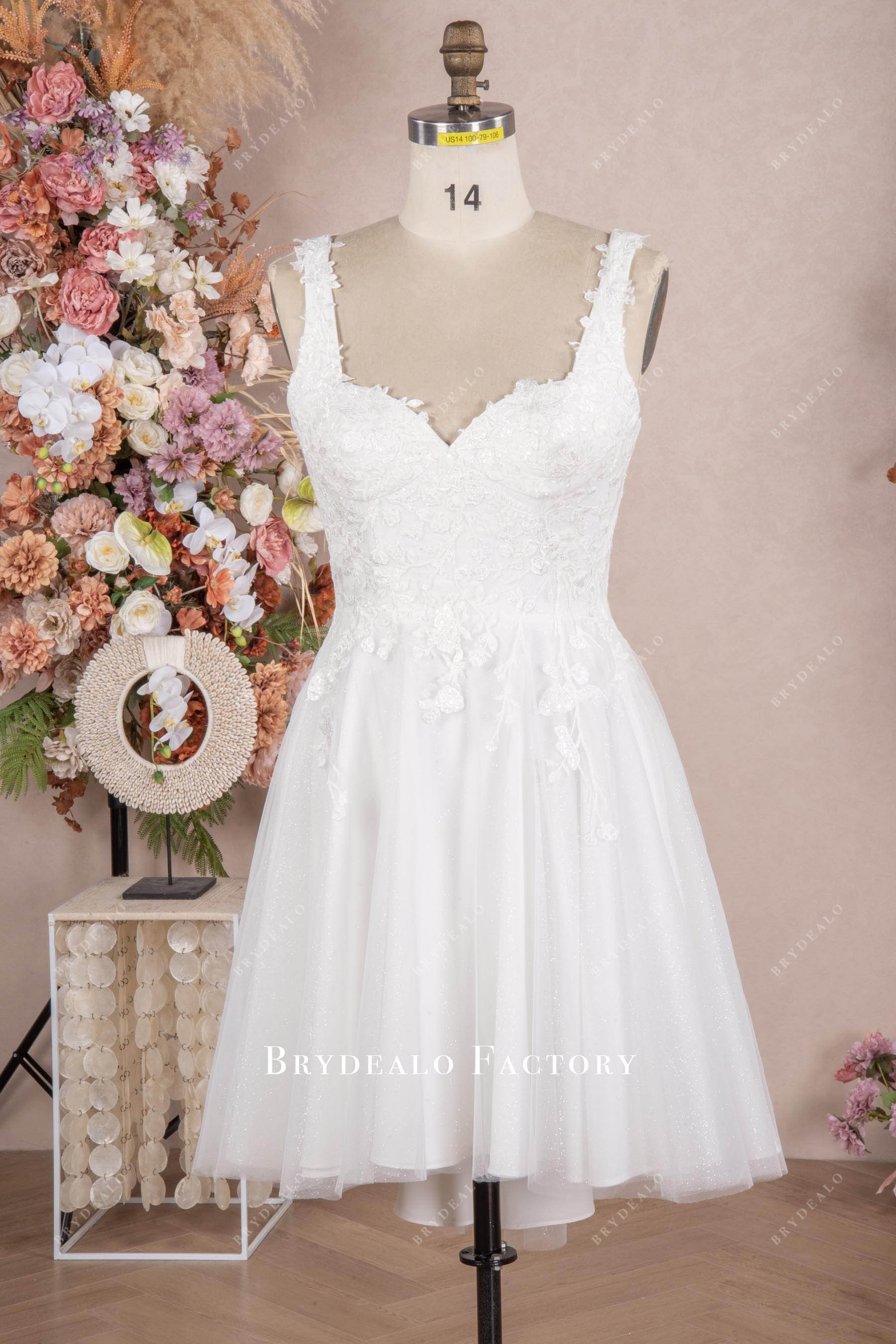 hi-lo short lace bridal shower dress