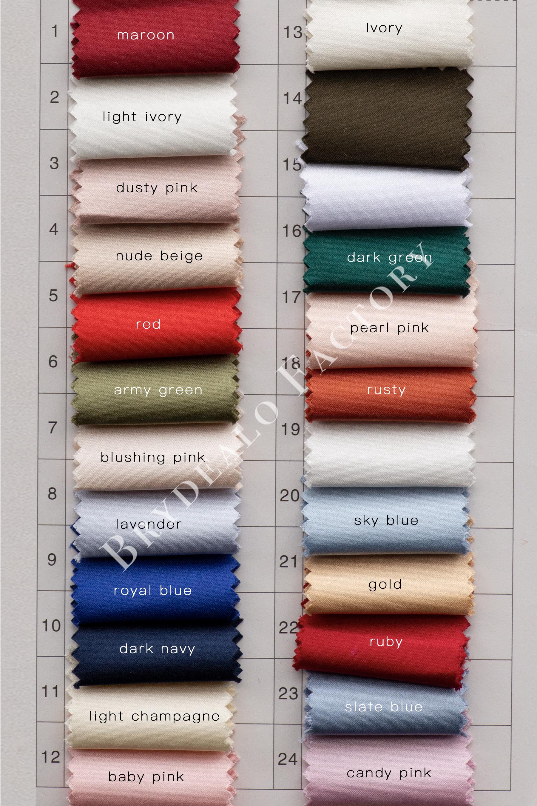 high end soft satin fabric color chart -01