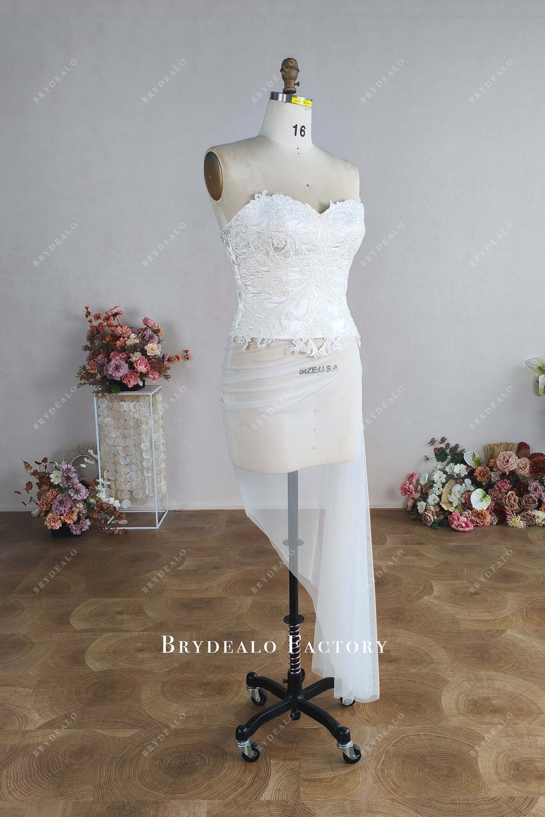 high low tulle drape corset