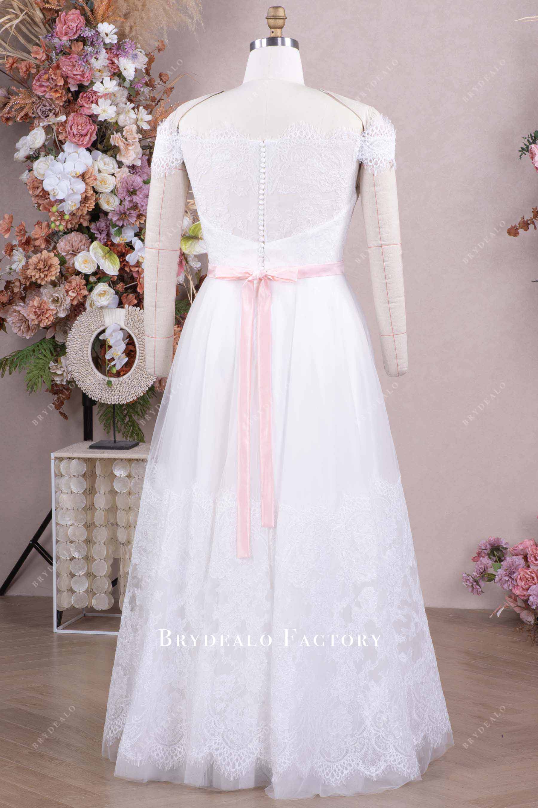 illusion back floor length vintage wedding dress