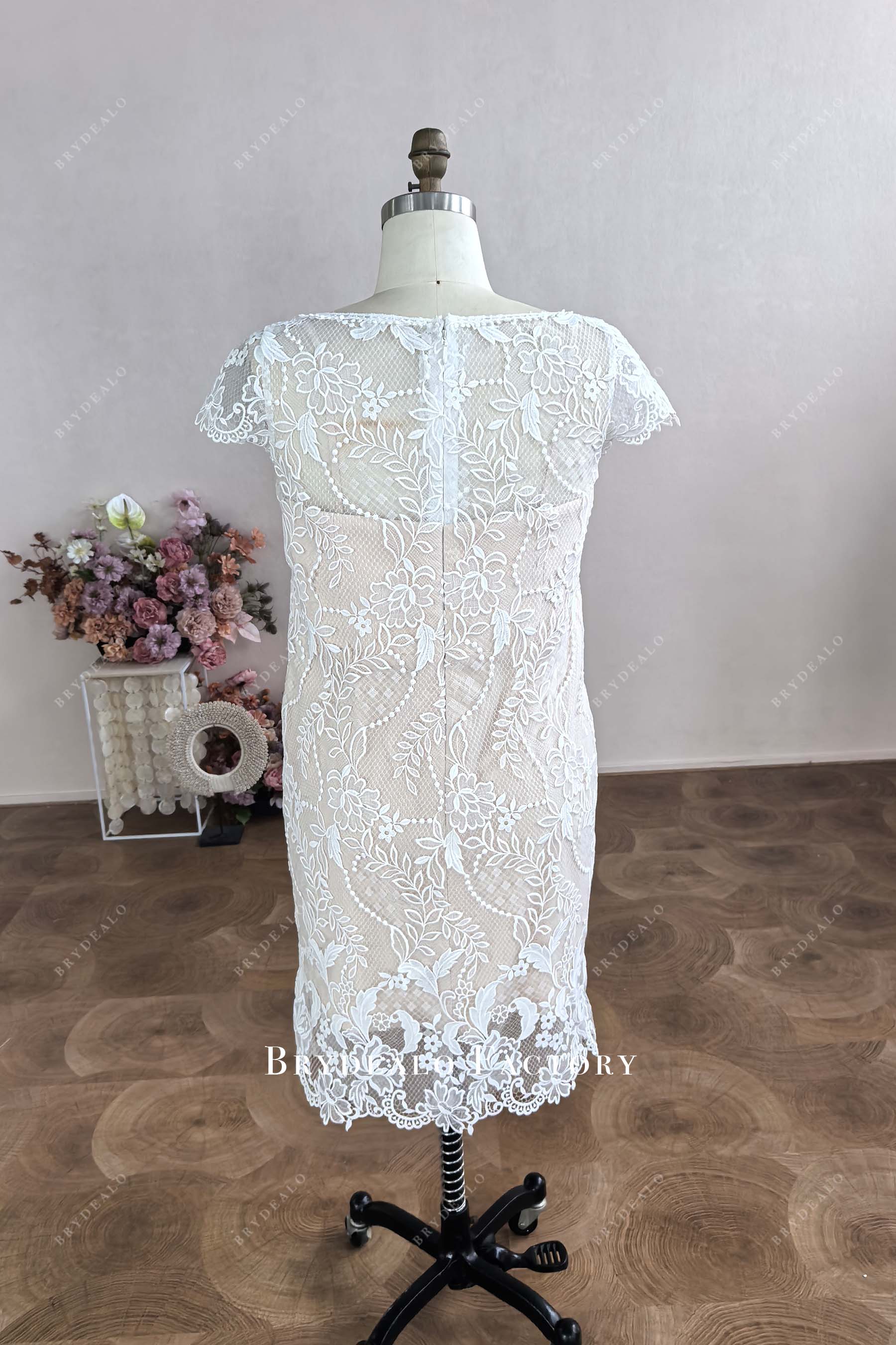 illusion back sheath bridal dress