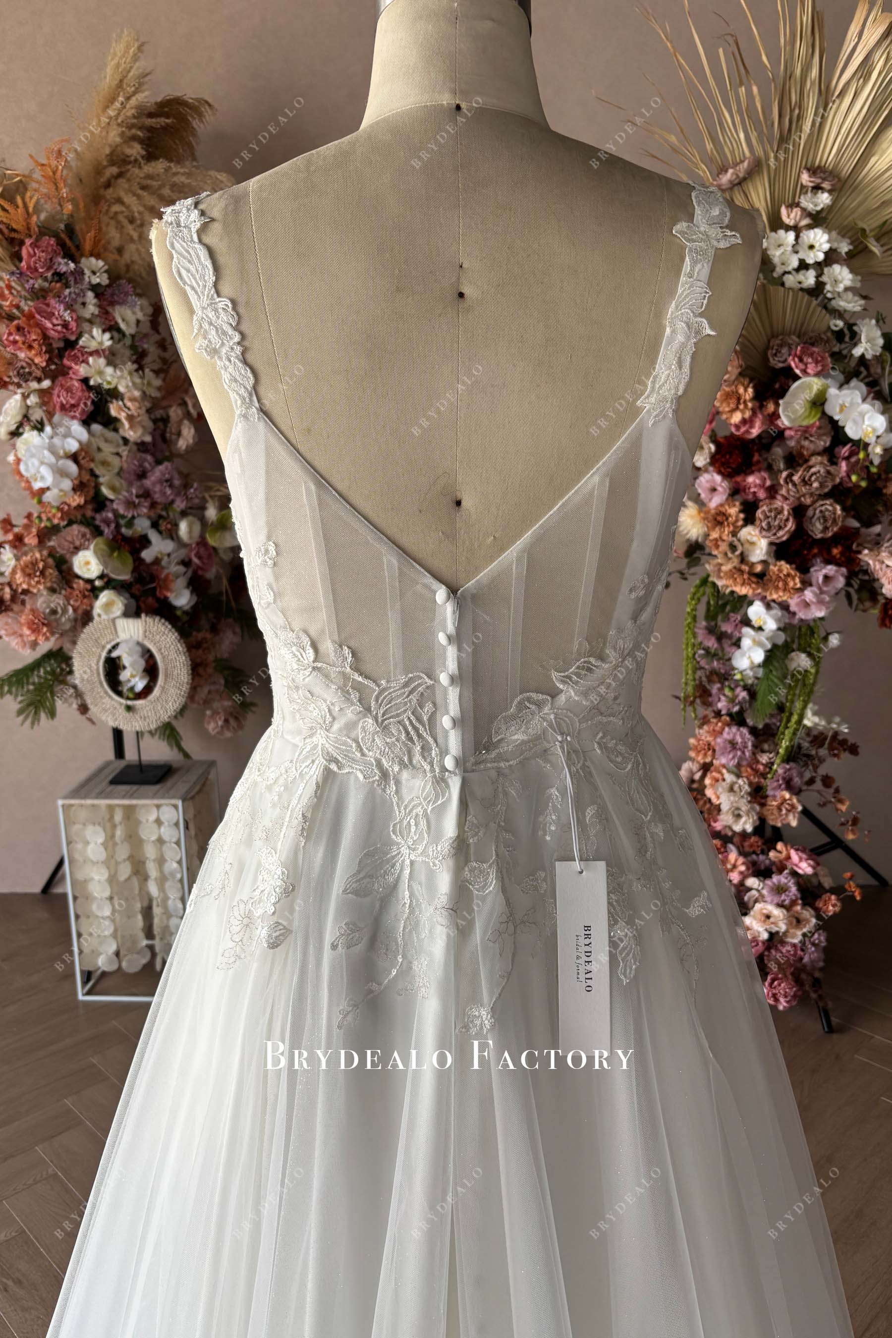 illusion back sleeveless tailored wedding dress