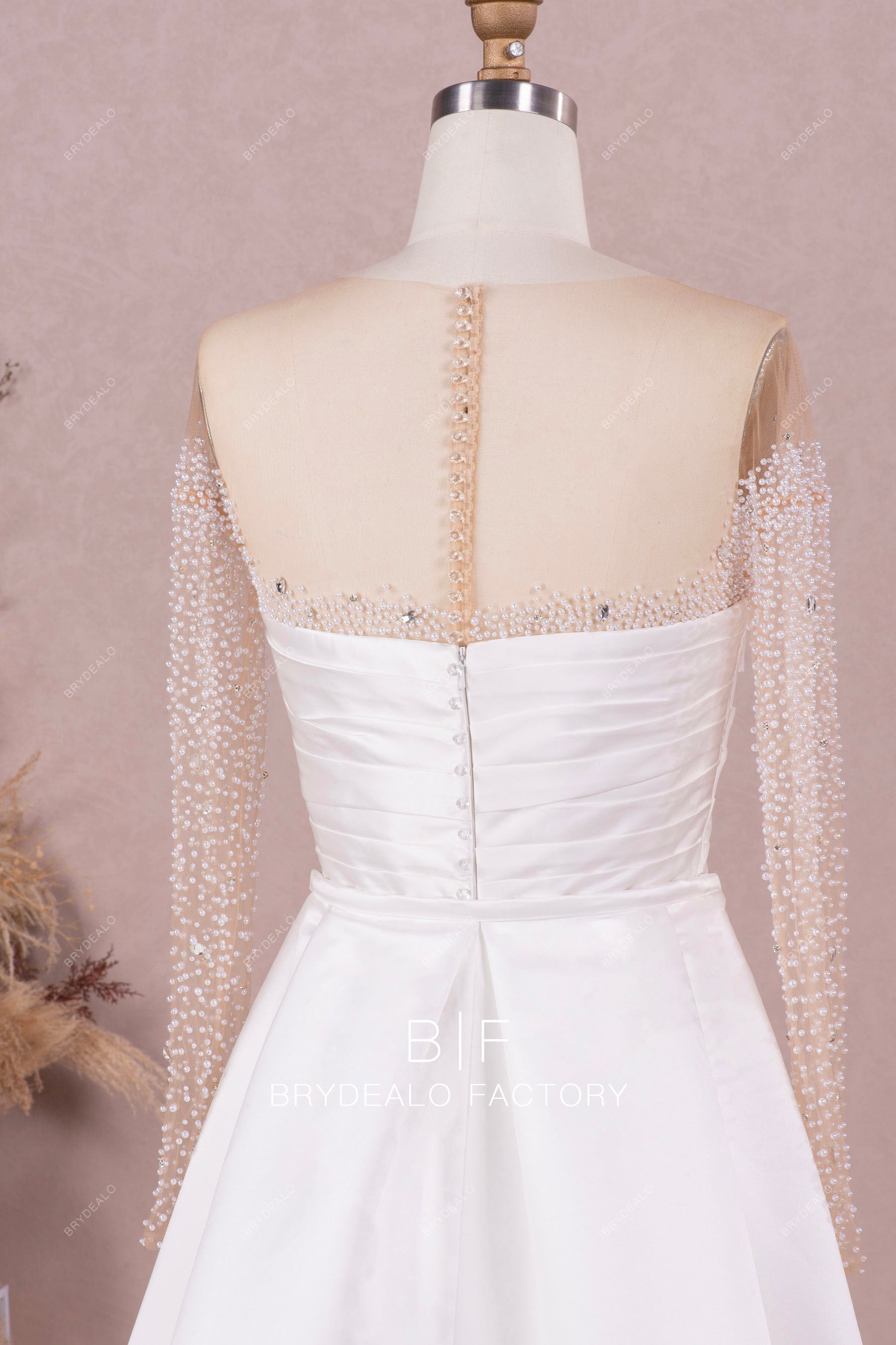 illusion beaded back wedding dress