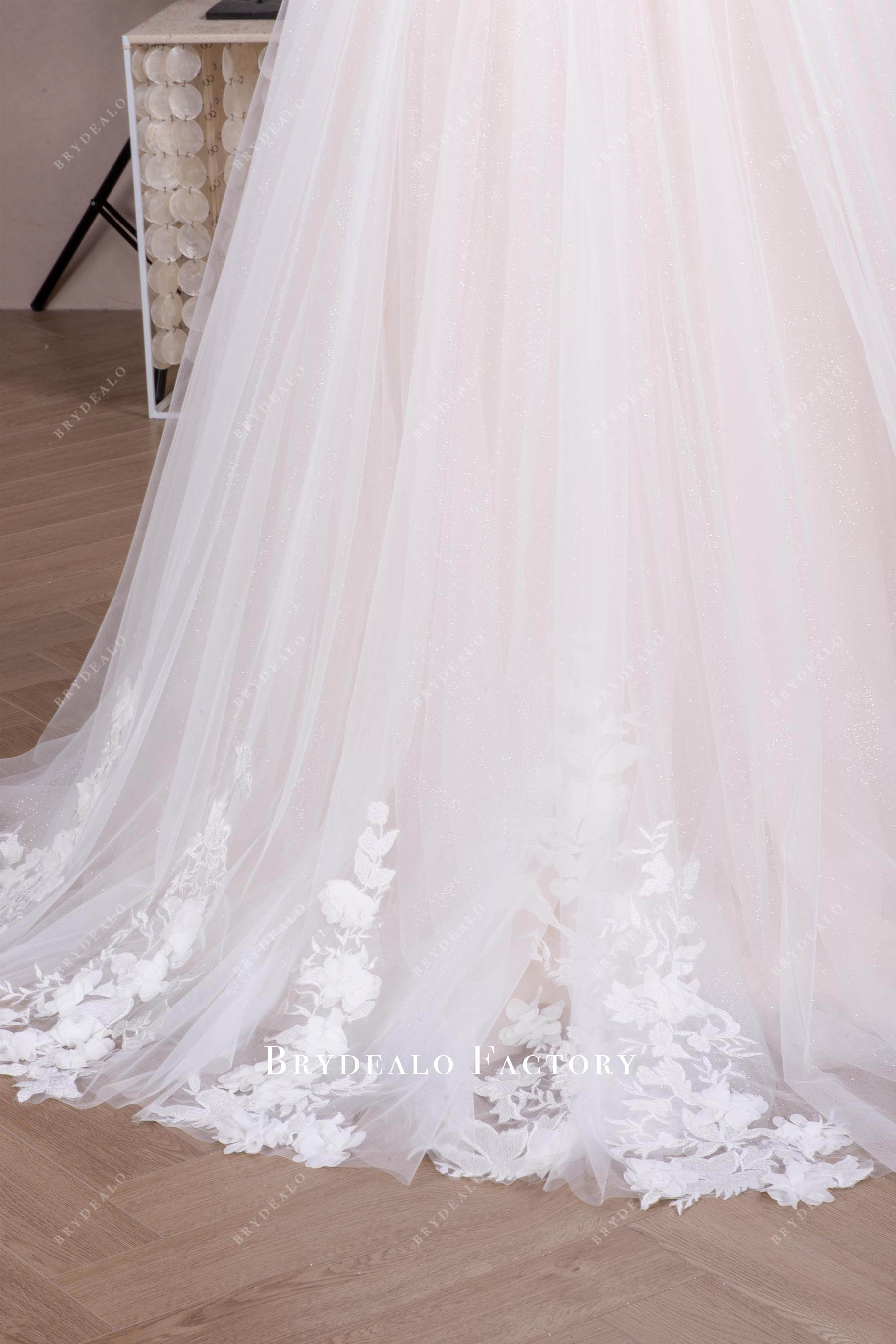 illusion court lace train wedding dress