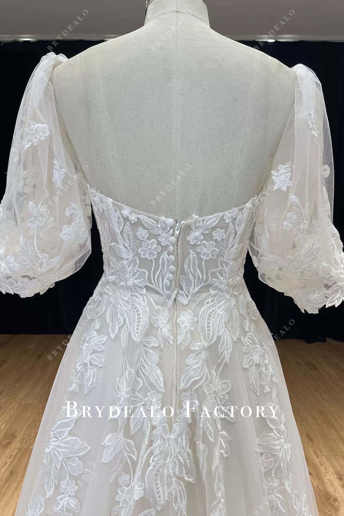 illusion detachable sleeves wedding dress