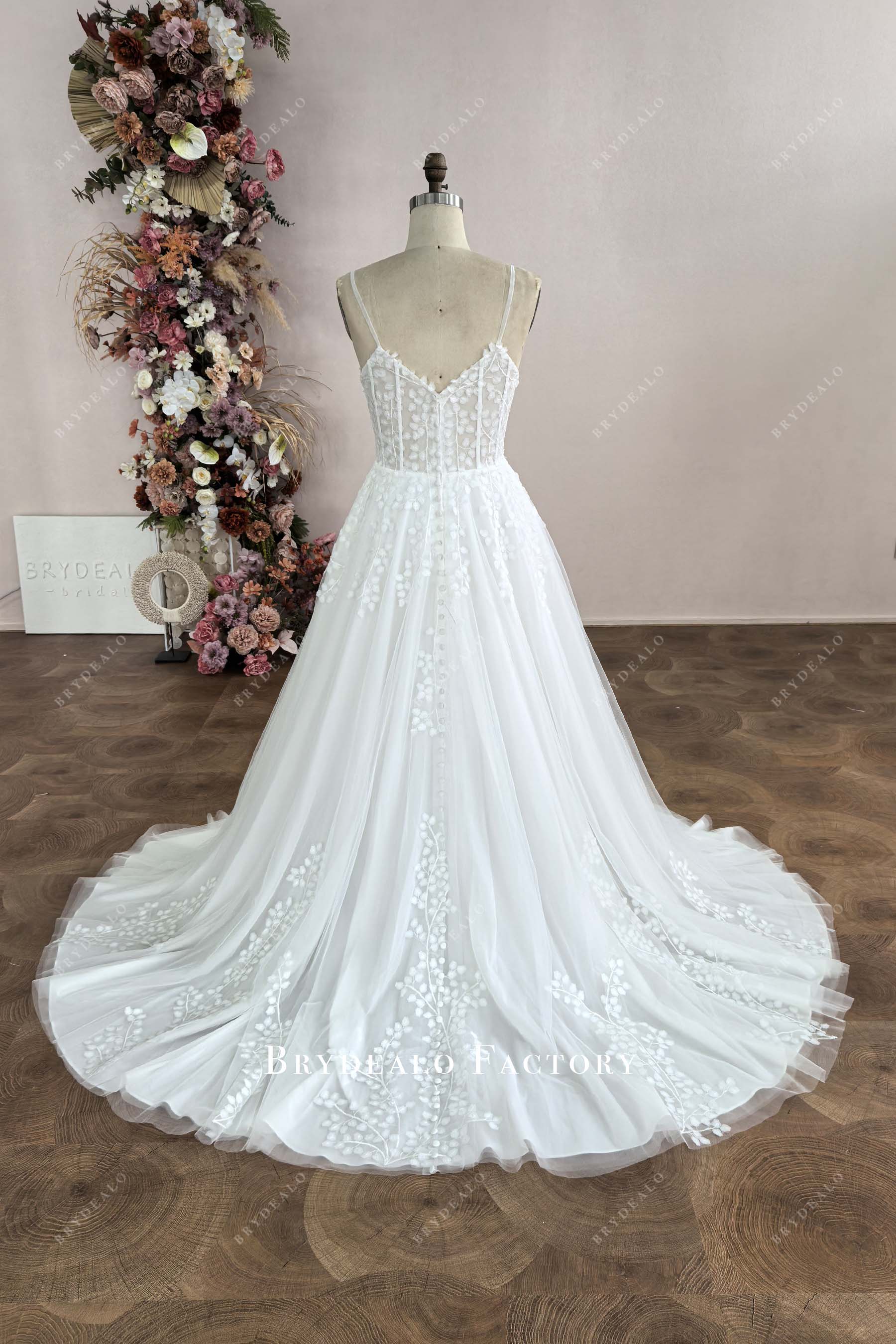 illusion lace back A-line wedding dress