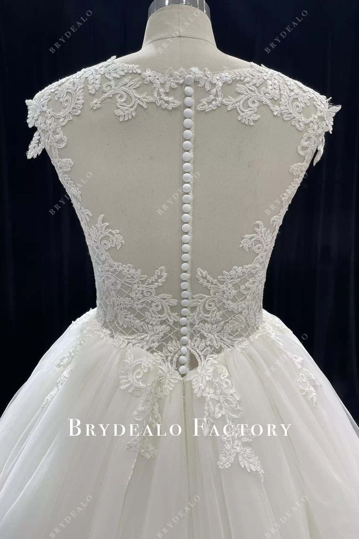 illusion lace back wedding ballgown