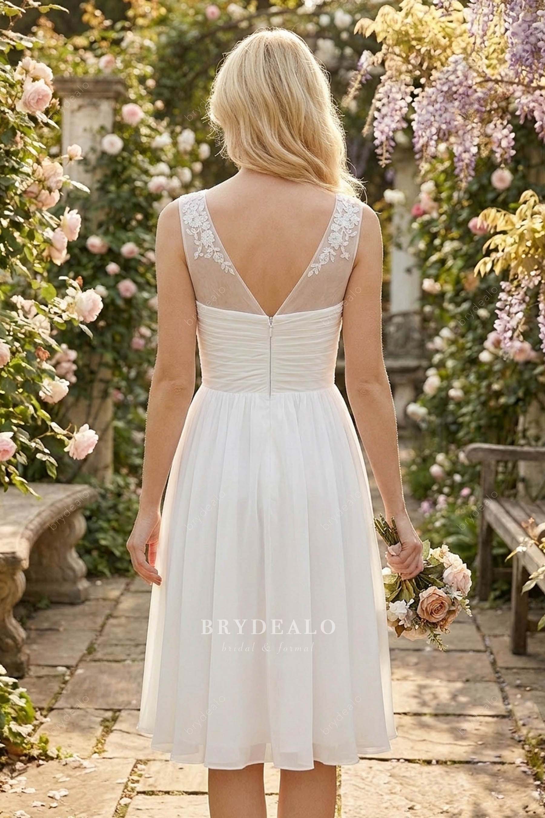 illusion lace back wedding dress