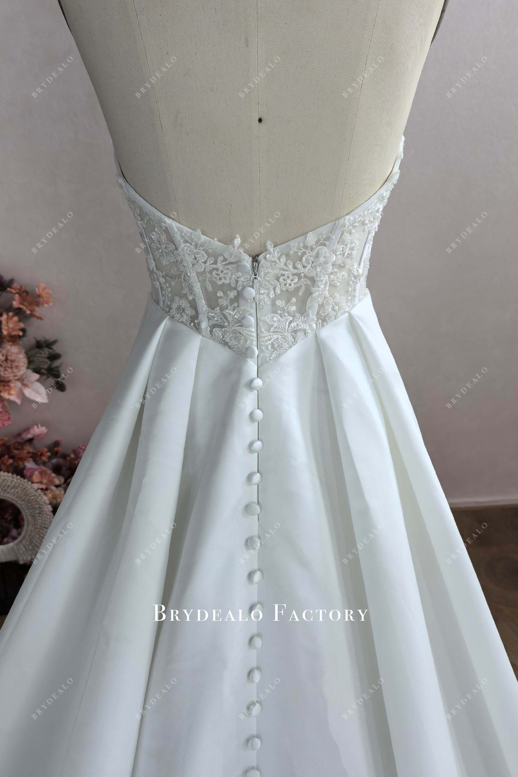 buttons illusion lace back wedding dress