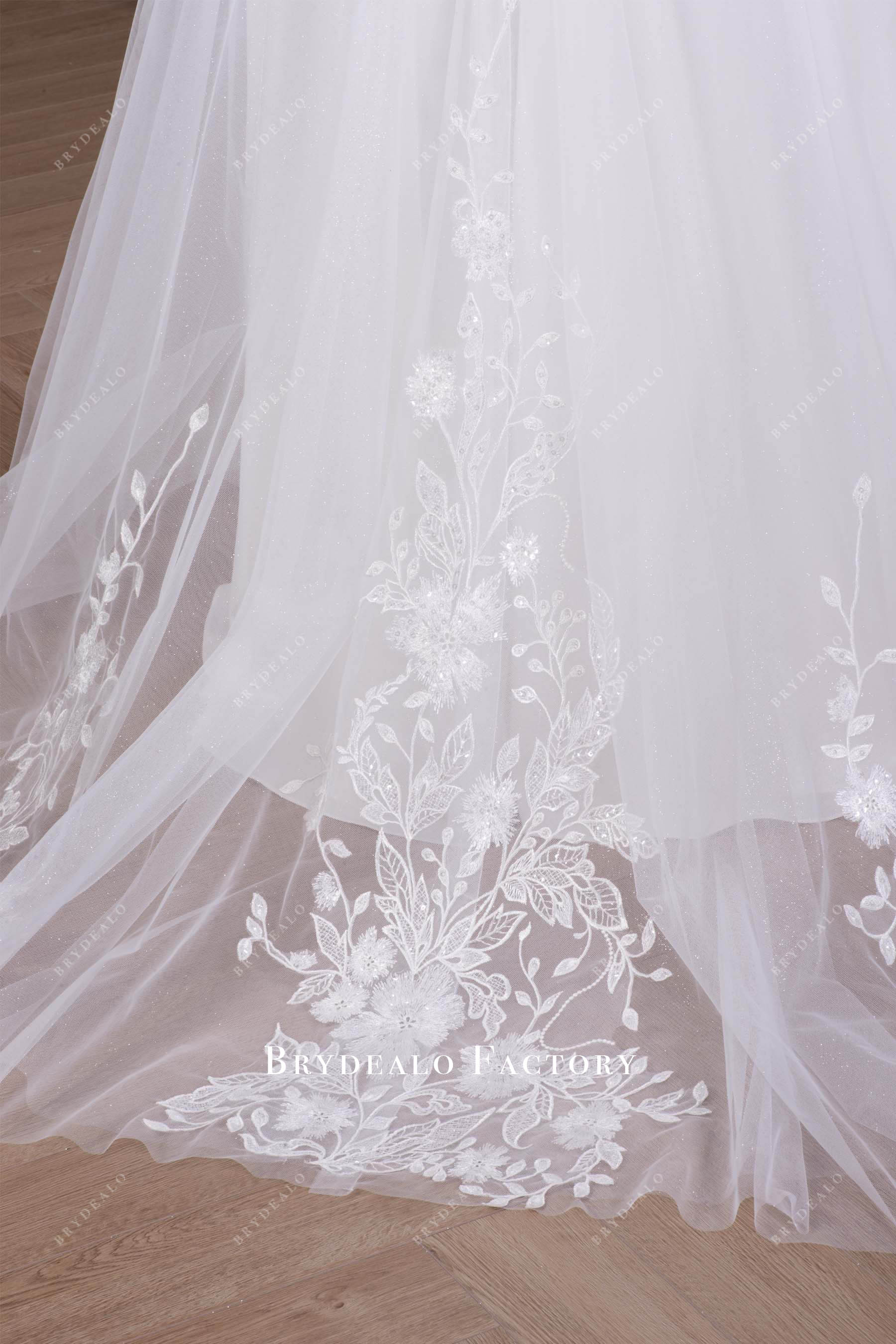 illusion lace train wedding dress