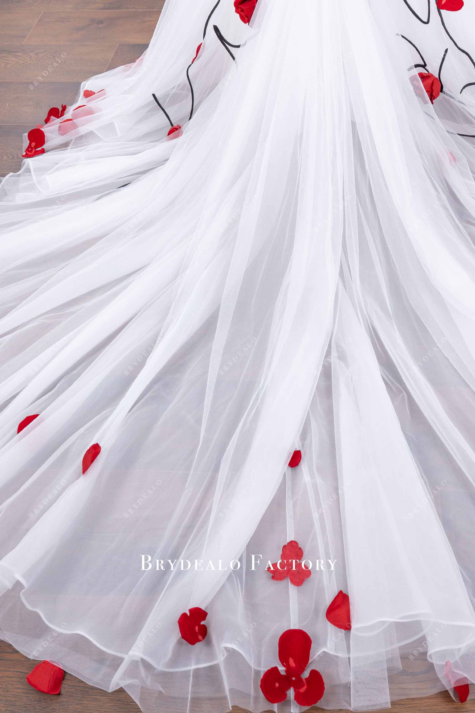 illusion rose petal wedding dress