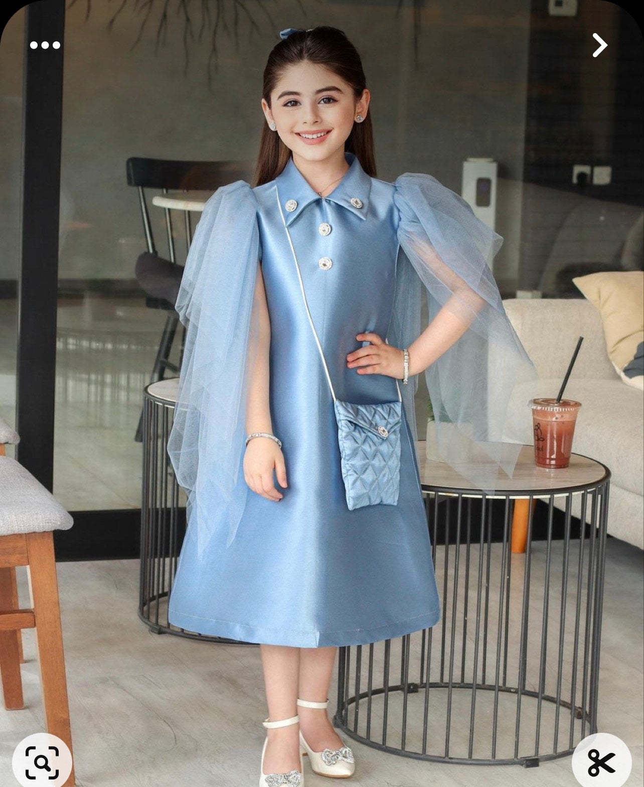 Private Label Custom Slate Blue Little Girl Dress