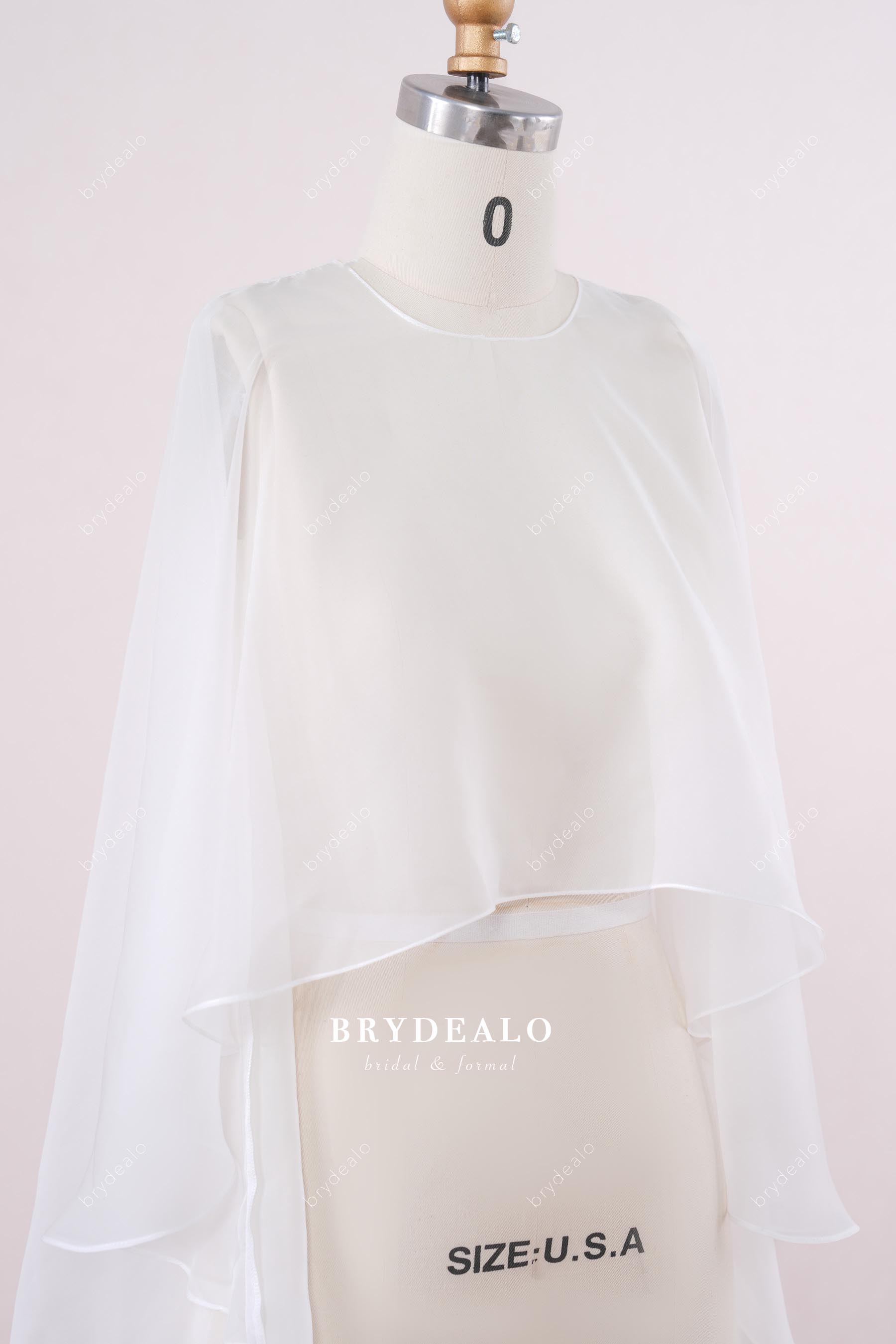 jewel neck chiffon cape