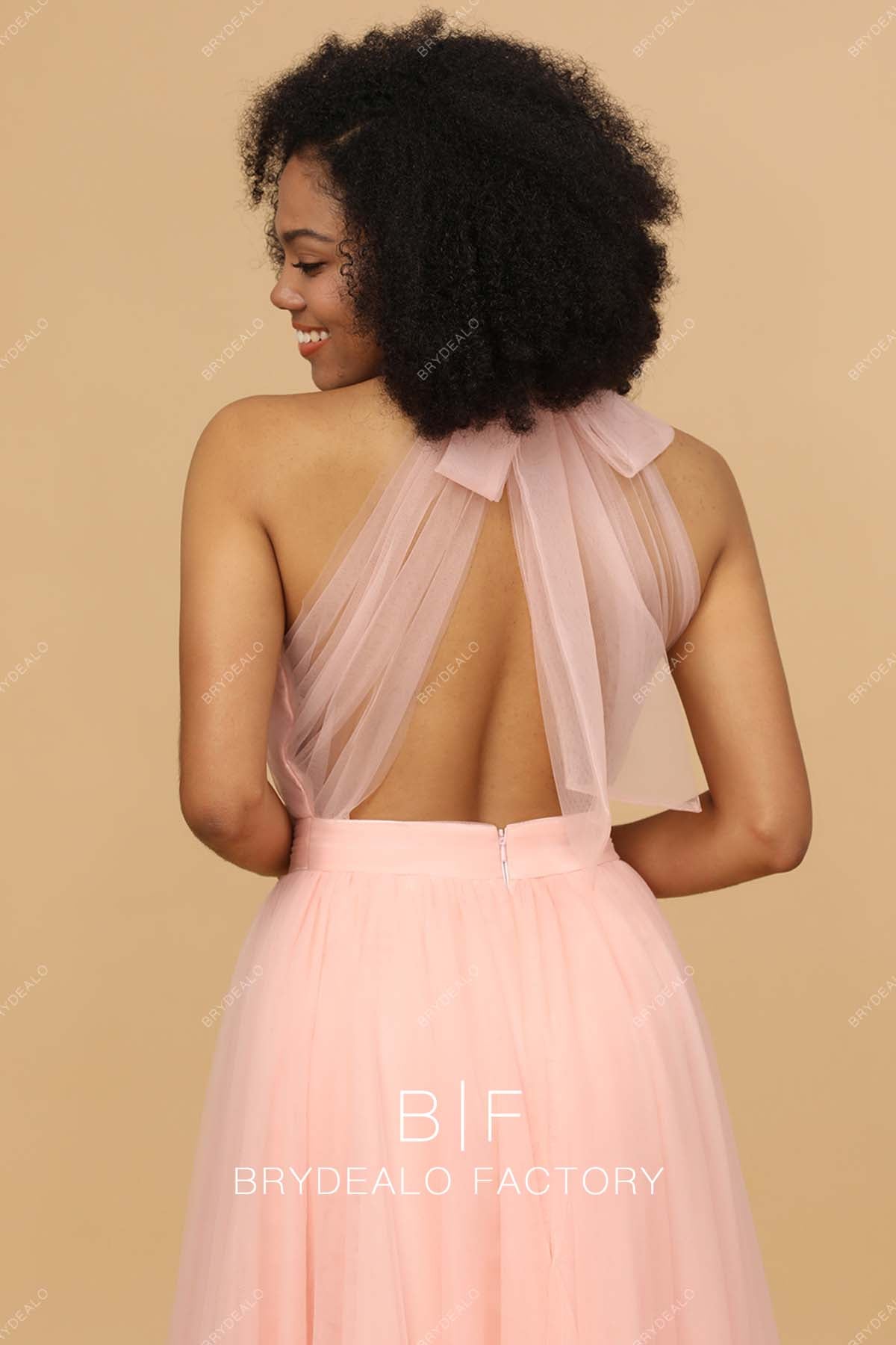 Blushing Pink Keyhole Back Bridesmaid Gown