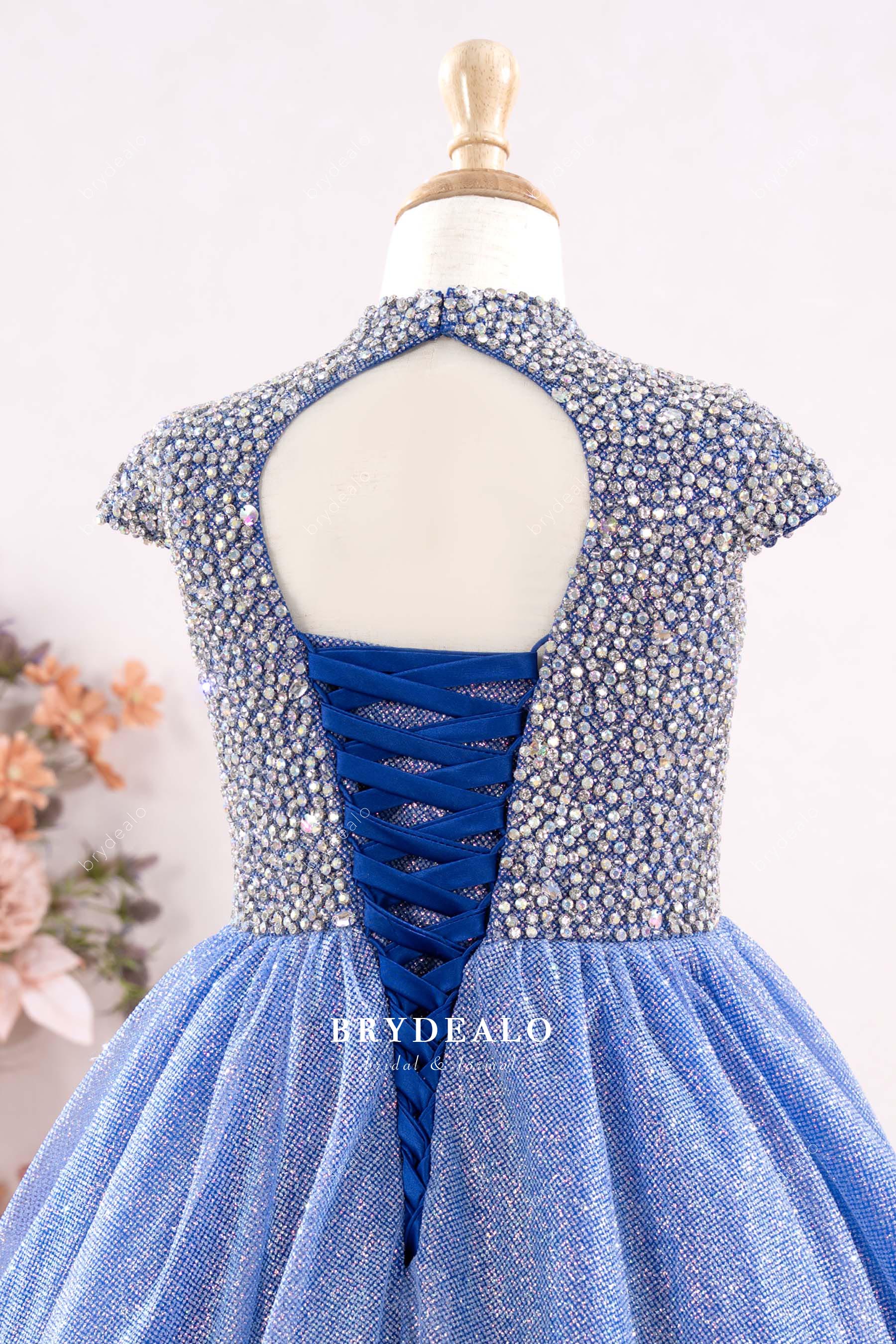 keyhole lace-up back kids pageant gown
