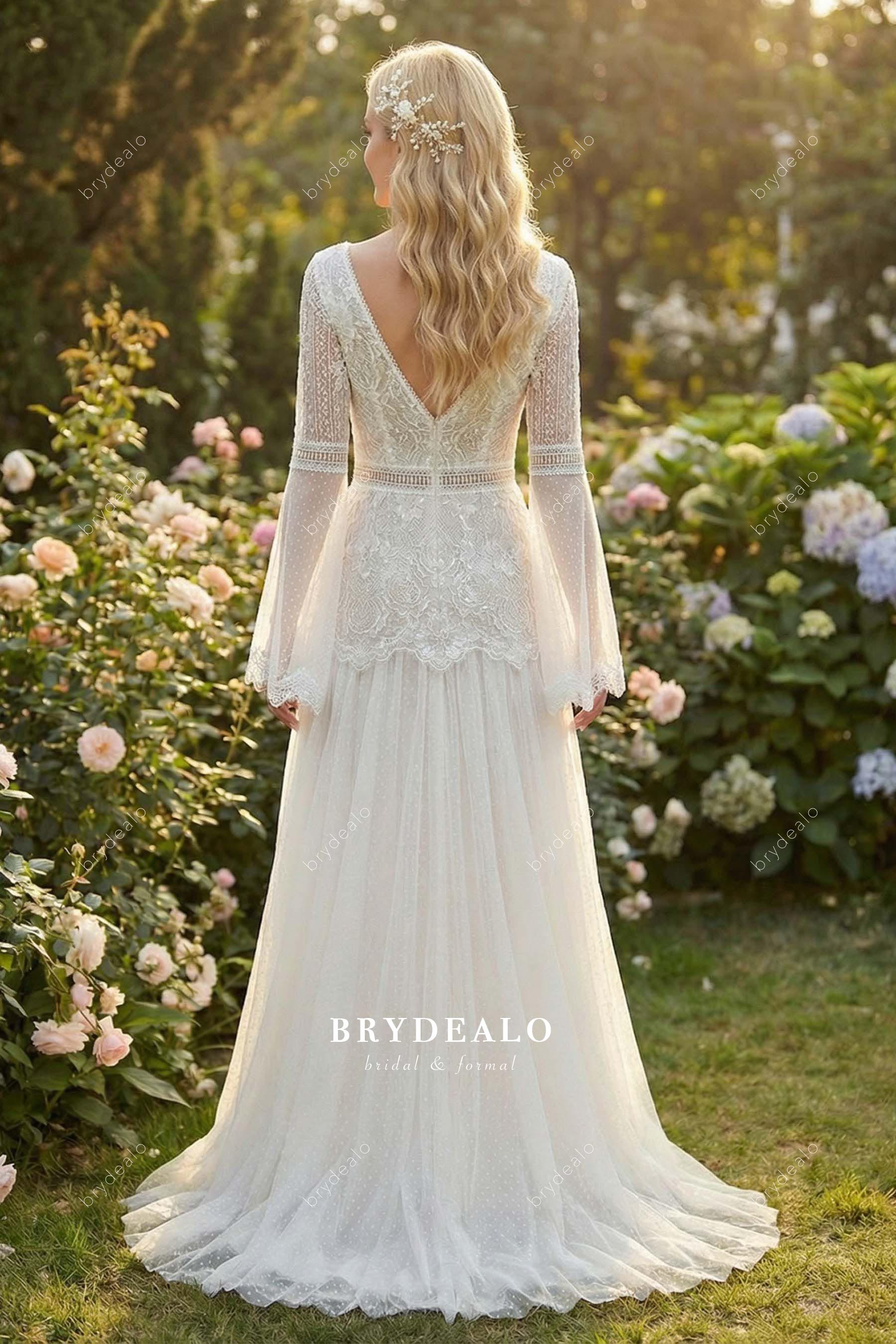 lace a line court train bridal dress