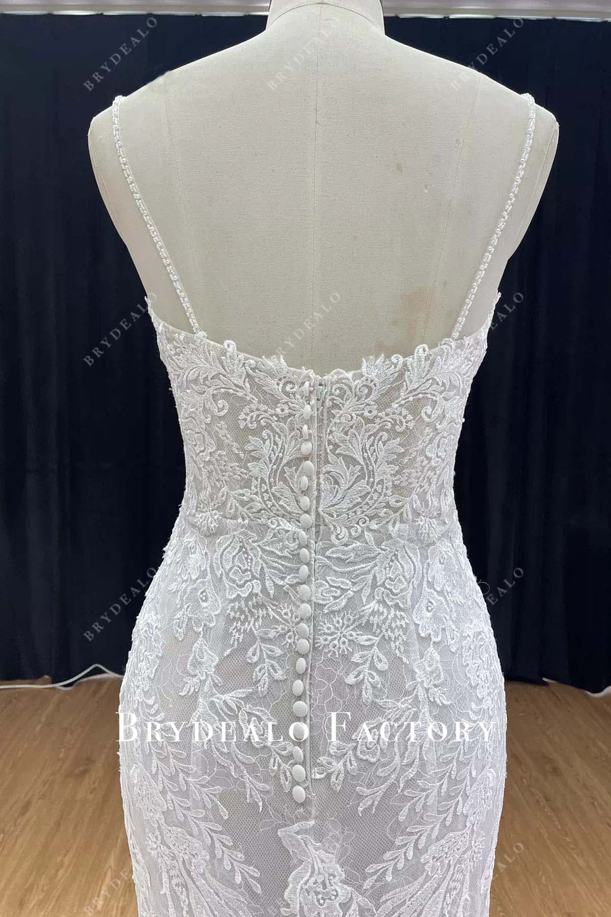 lace appliques open back mermaid wedding dress