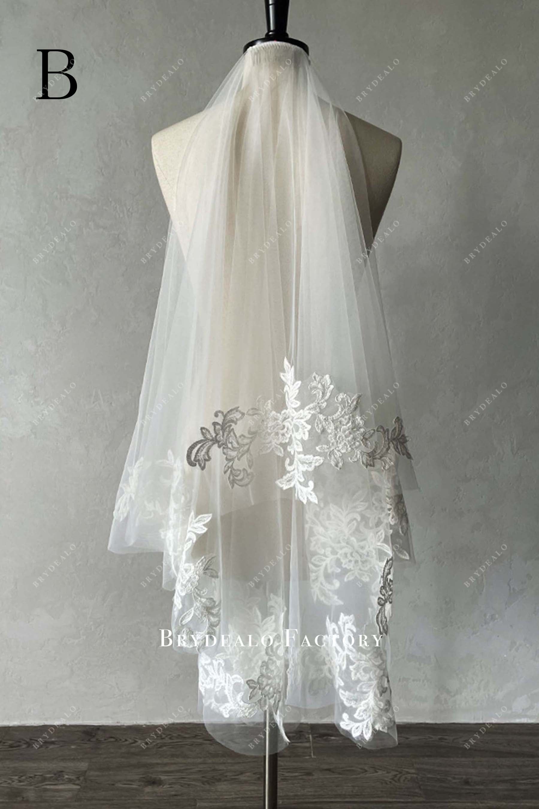 lace appliques two tier wedding veil