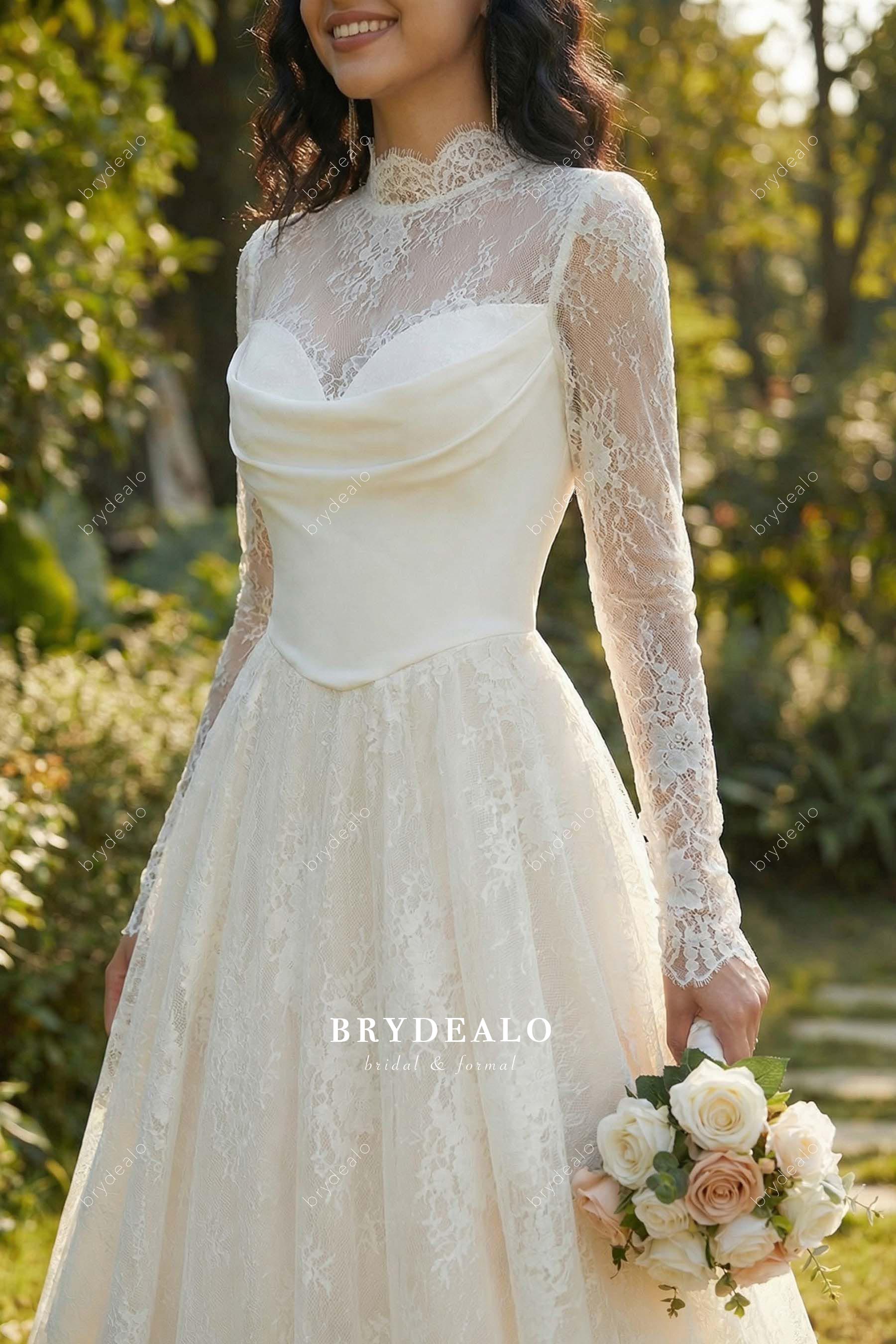 lace Basque Waist a line bridal dress