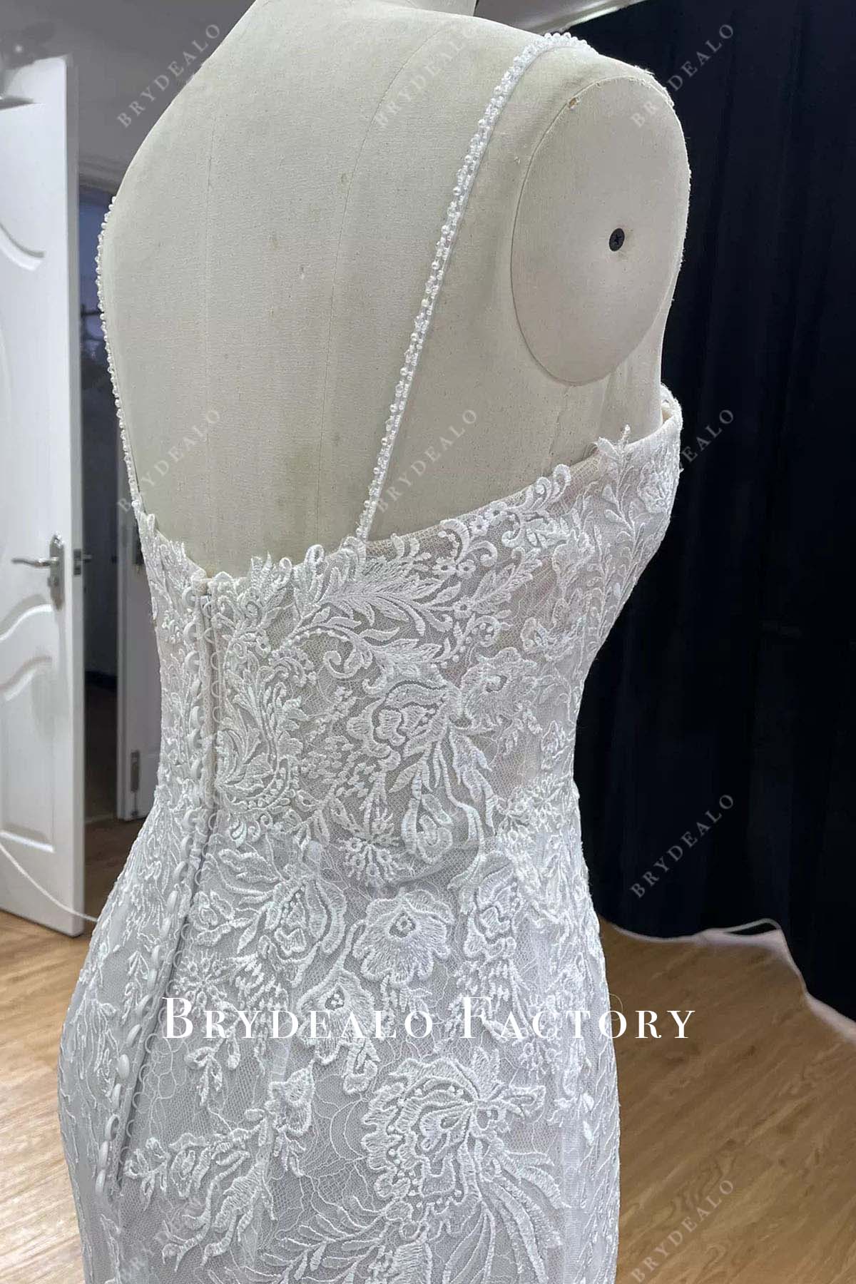 lace beaded straps mermaid wedding dress