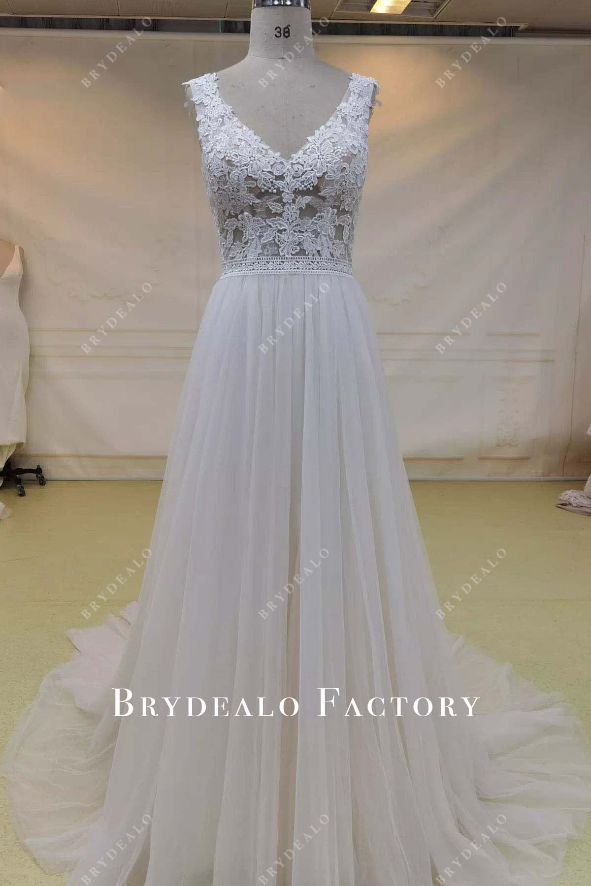 lace bodice a line wedding dress