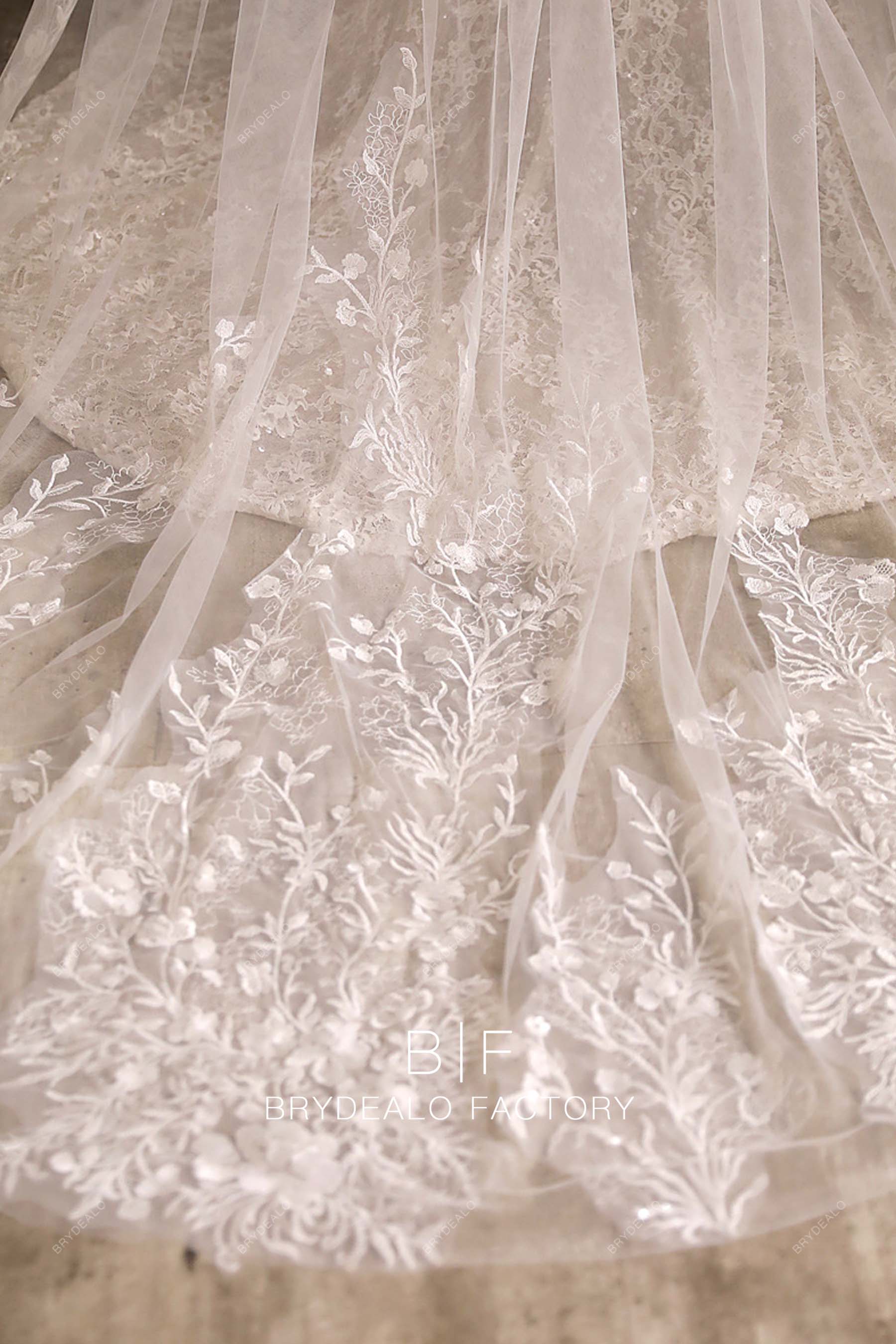 Ornate Lace Adorned Tulle Wedding Veil