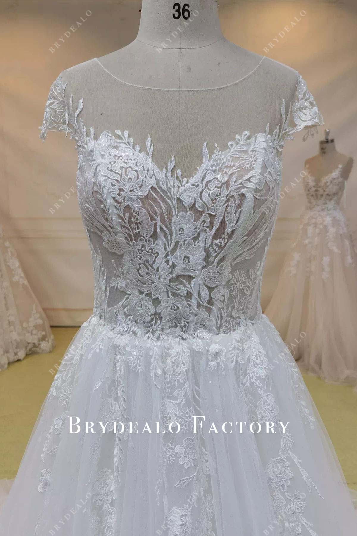 lace cap sleeves wedding dress