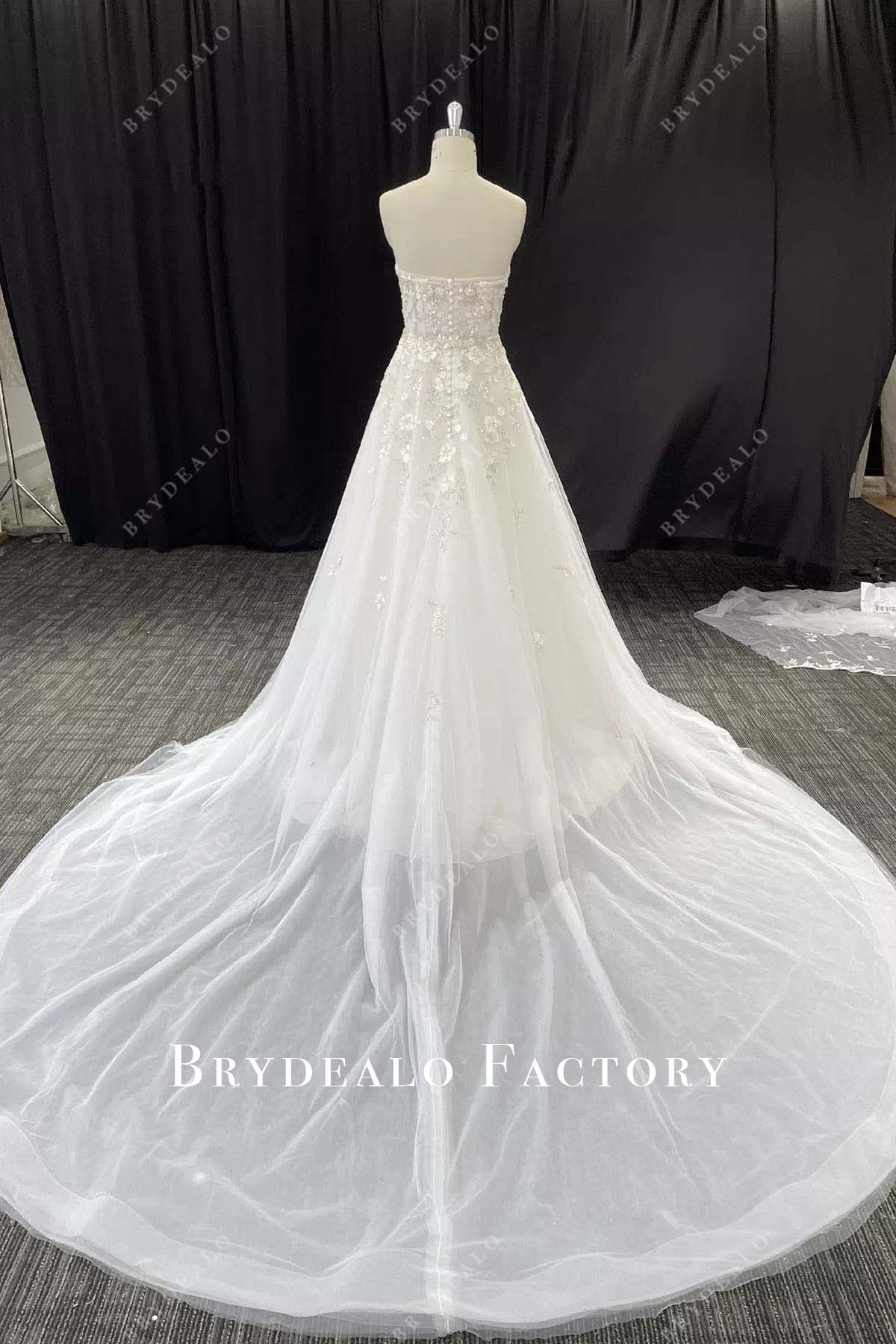 lace chapel train wedding dress