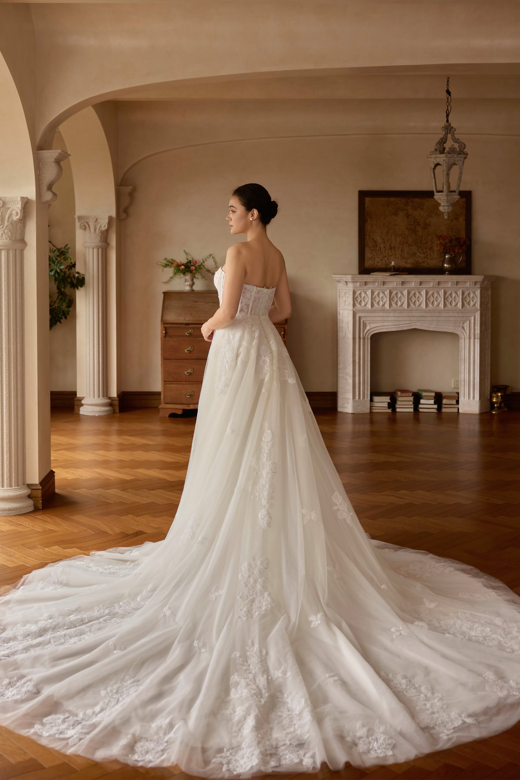 lace corset long wedding dress