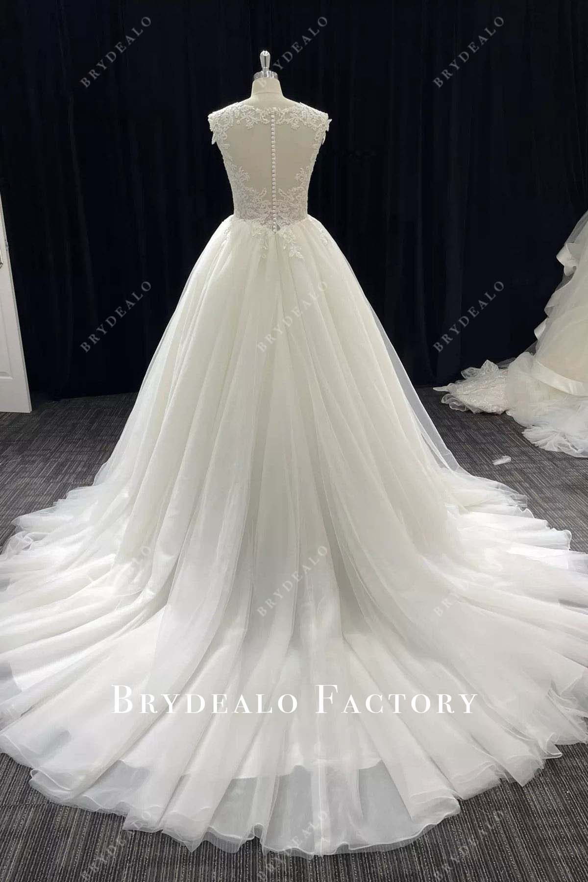 lace court train wedding ballgown