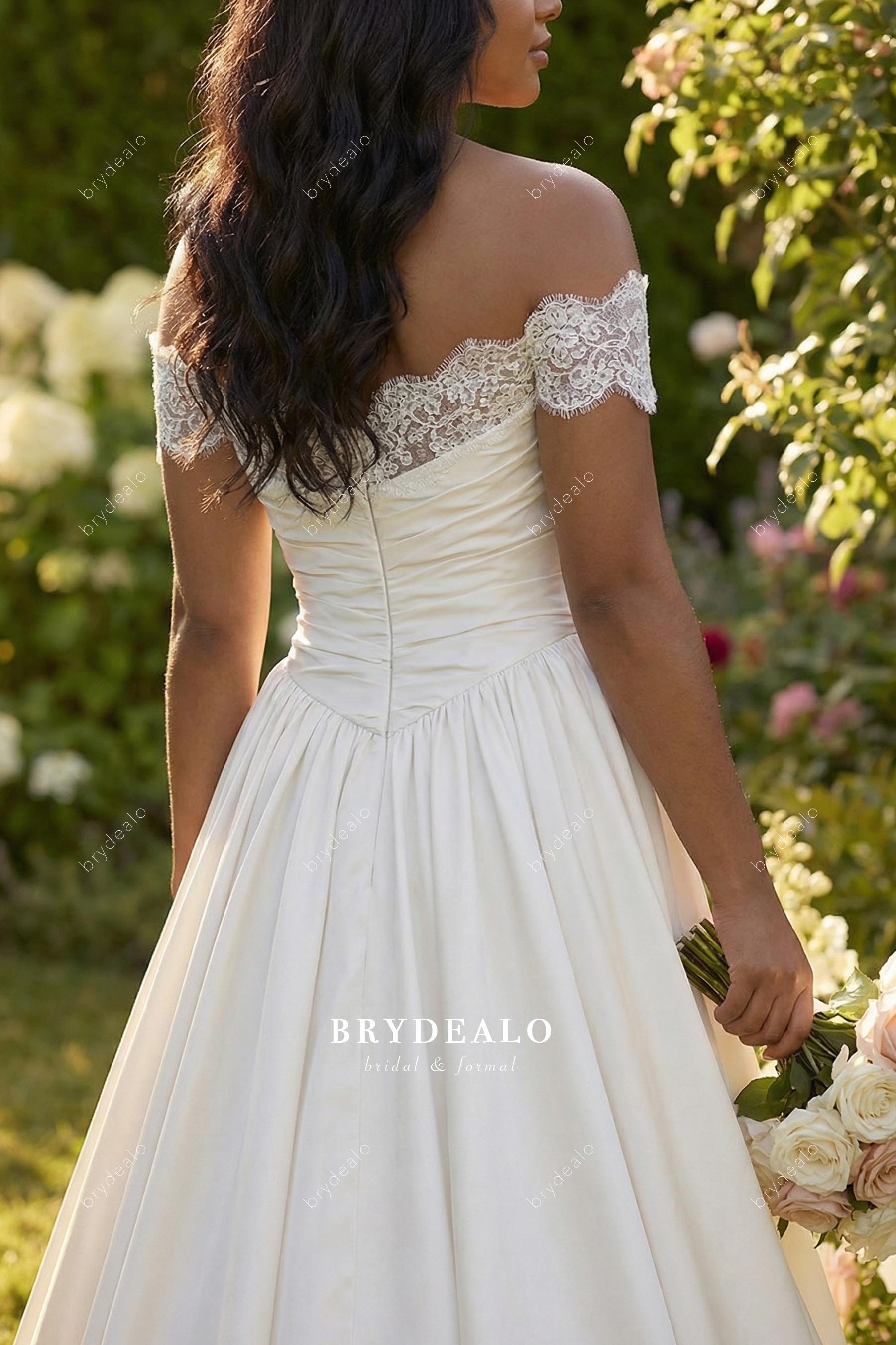 lace drop sleeves bridal dress