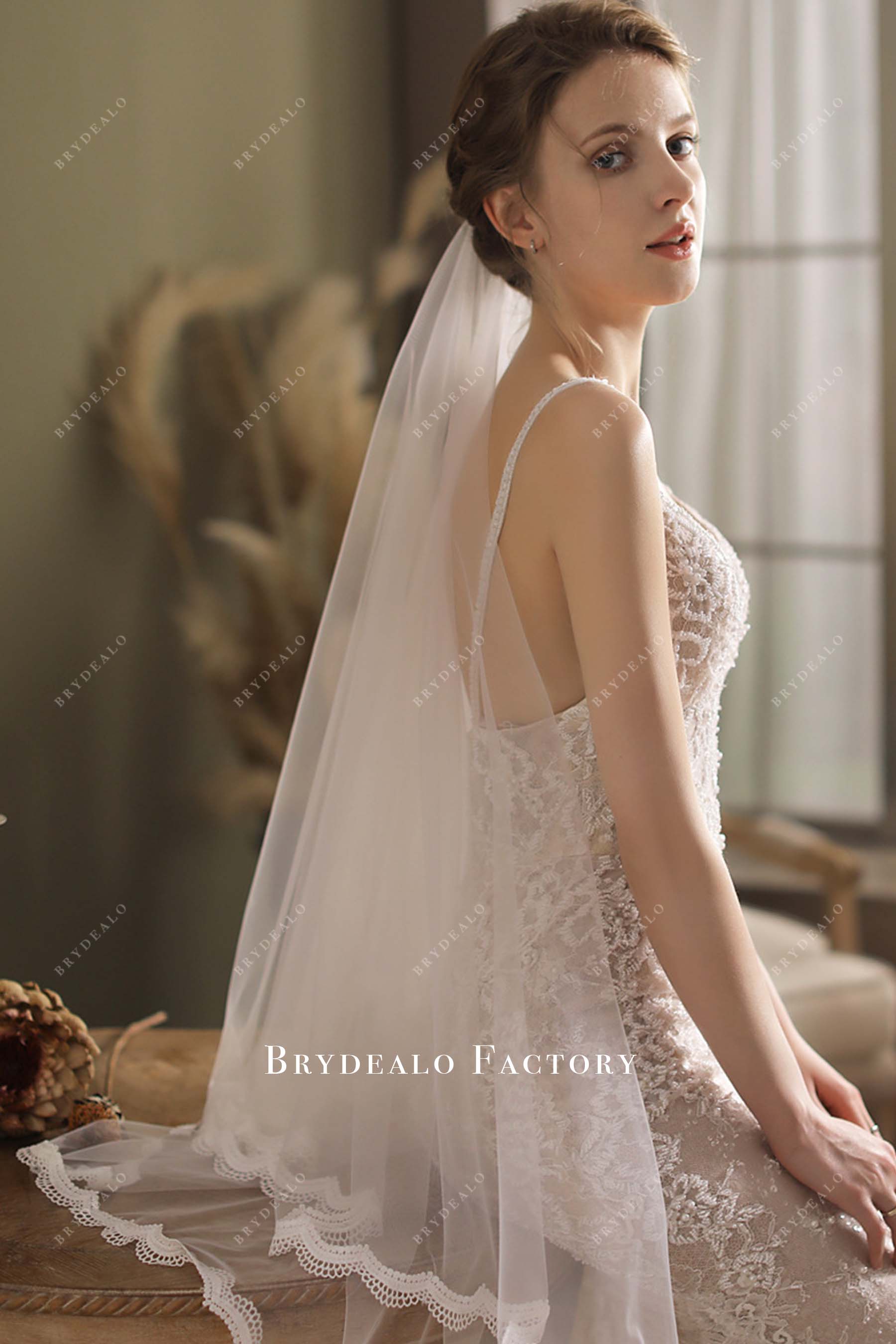 lace edge bridal veil