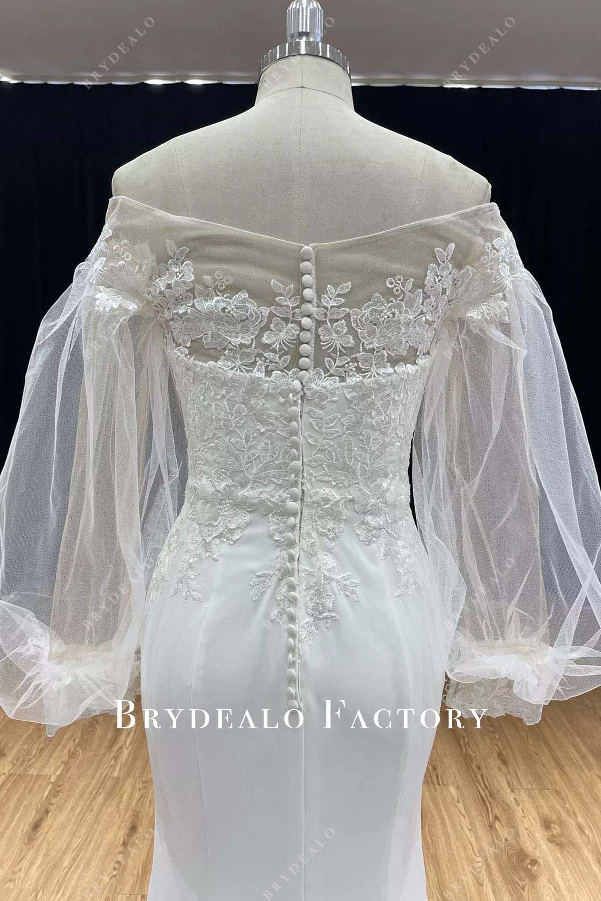 lace illusion back mermaid wedding dress
