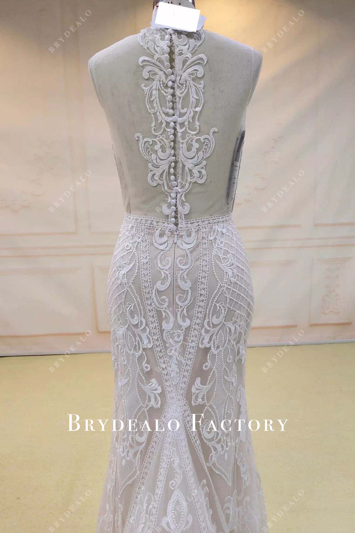 lace illusion back mermaid wedding dress