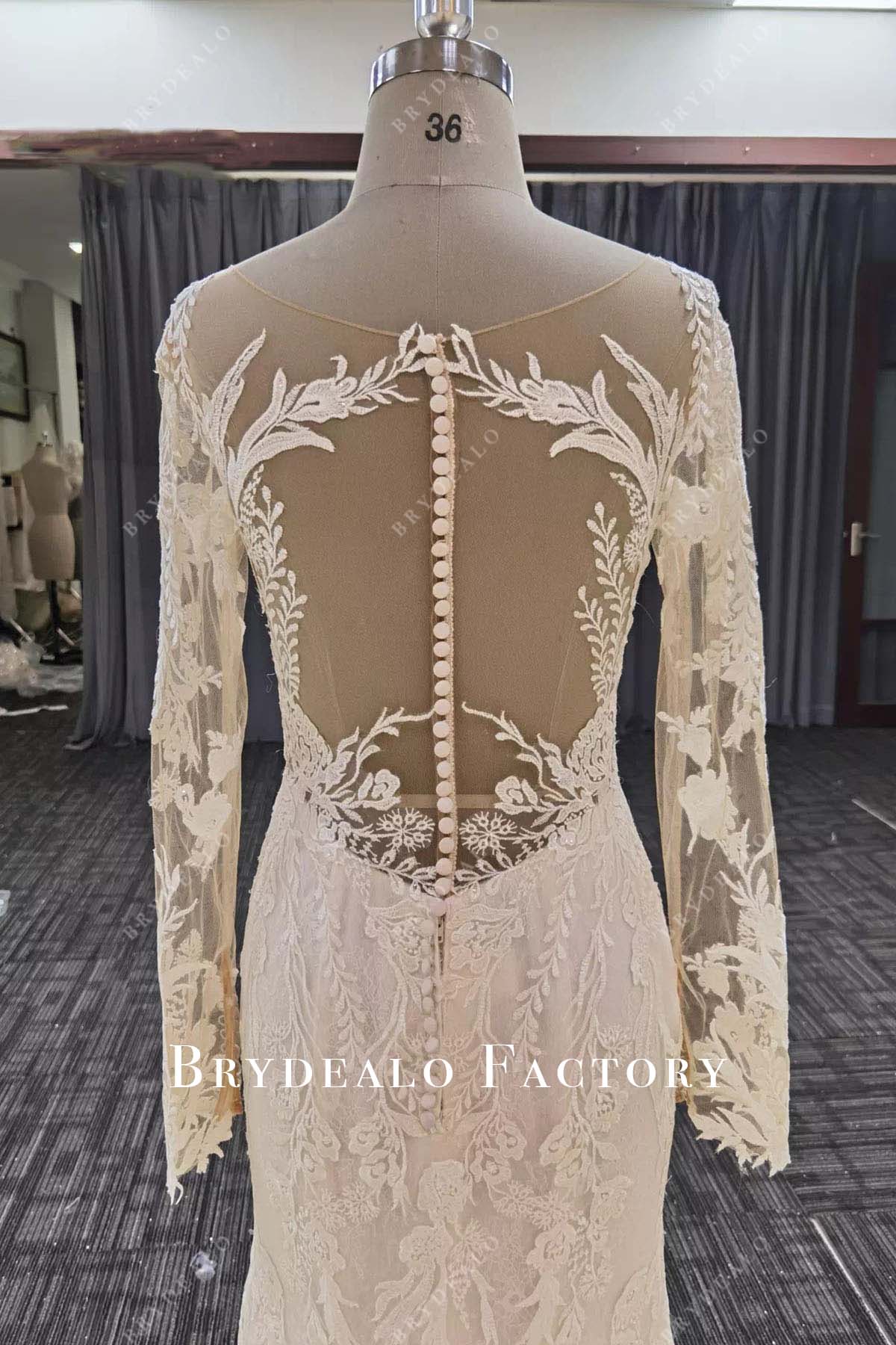 lace illusion back wedding dress