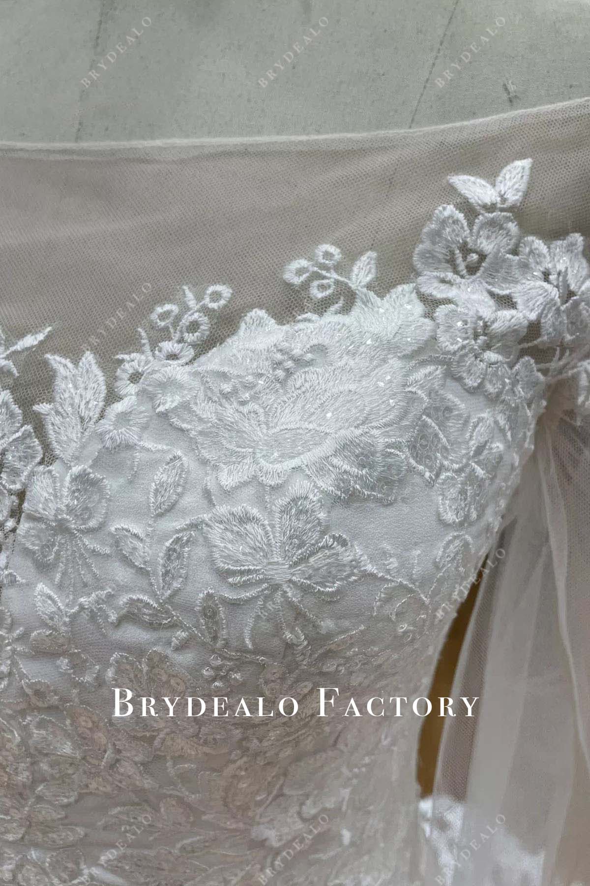 lace illusion neck wedding dress