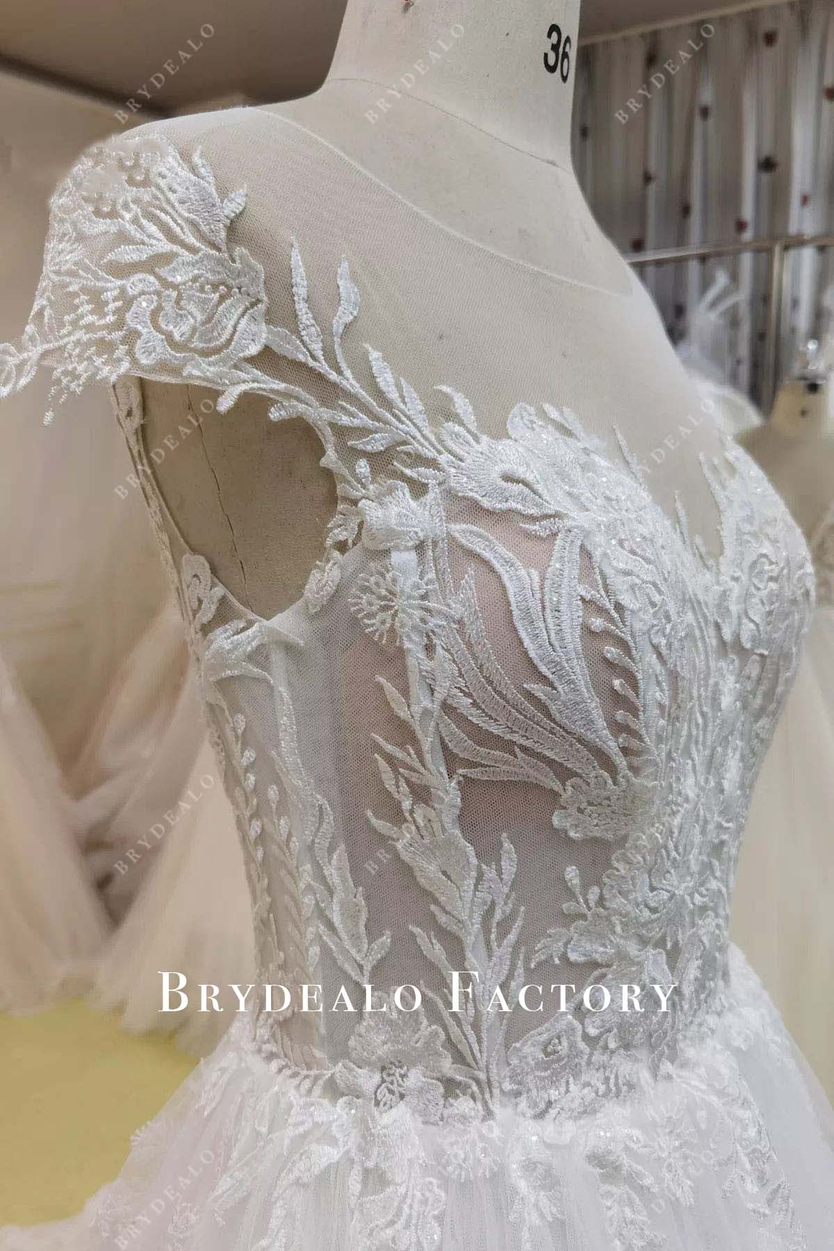 lace illusion neck wedding dress