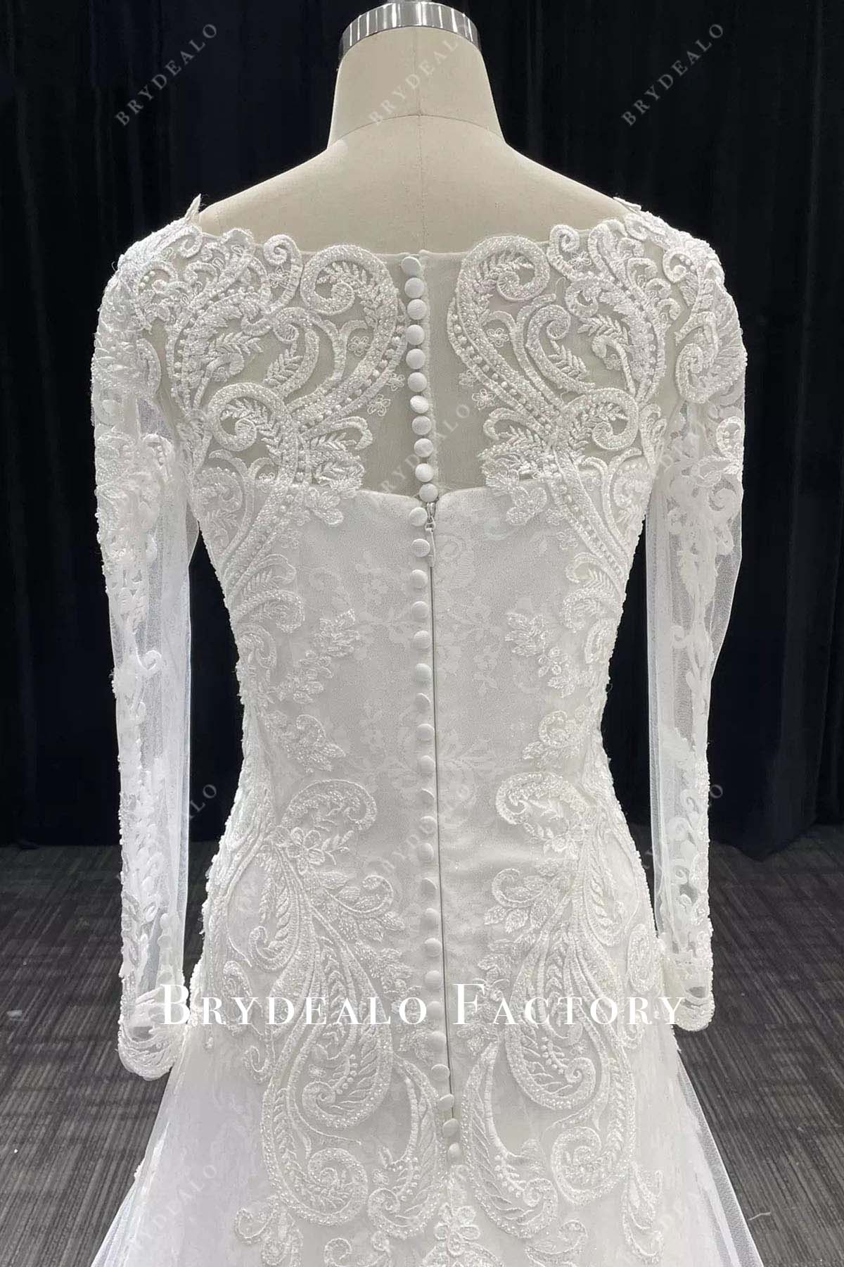lace illusion sleeves wedding dress