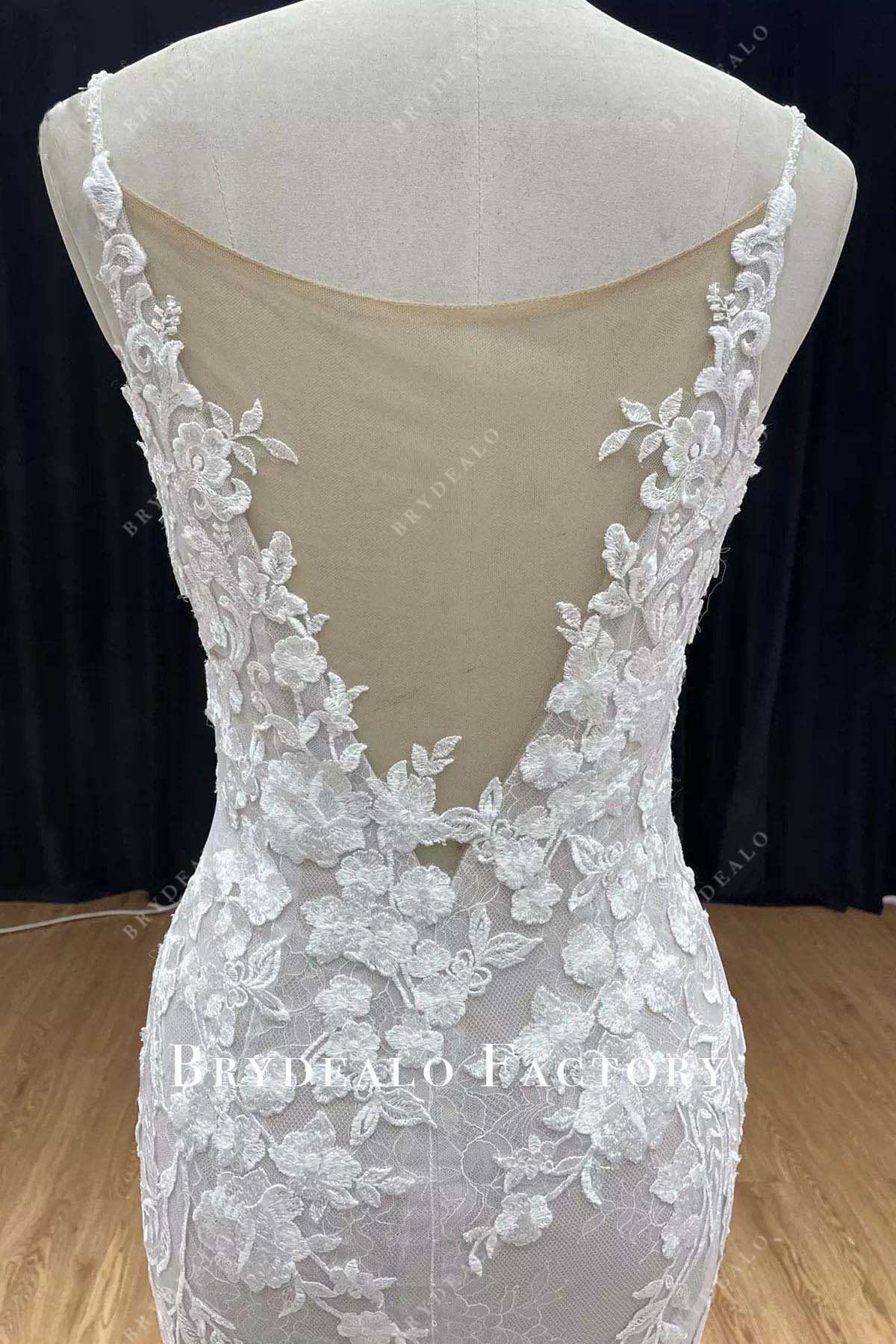 lace illusion v back wedding dress