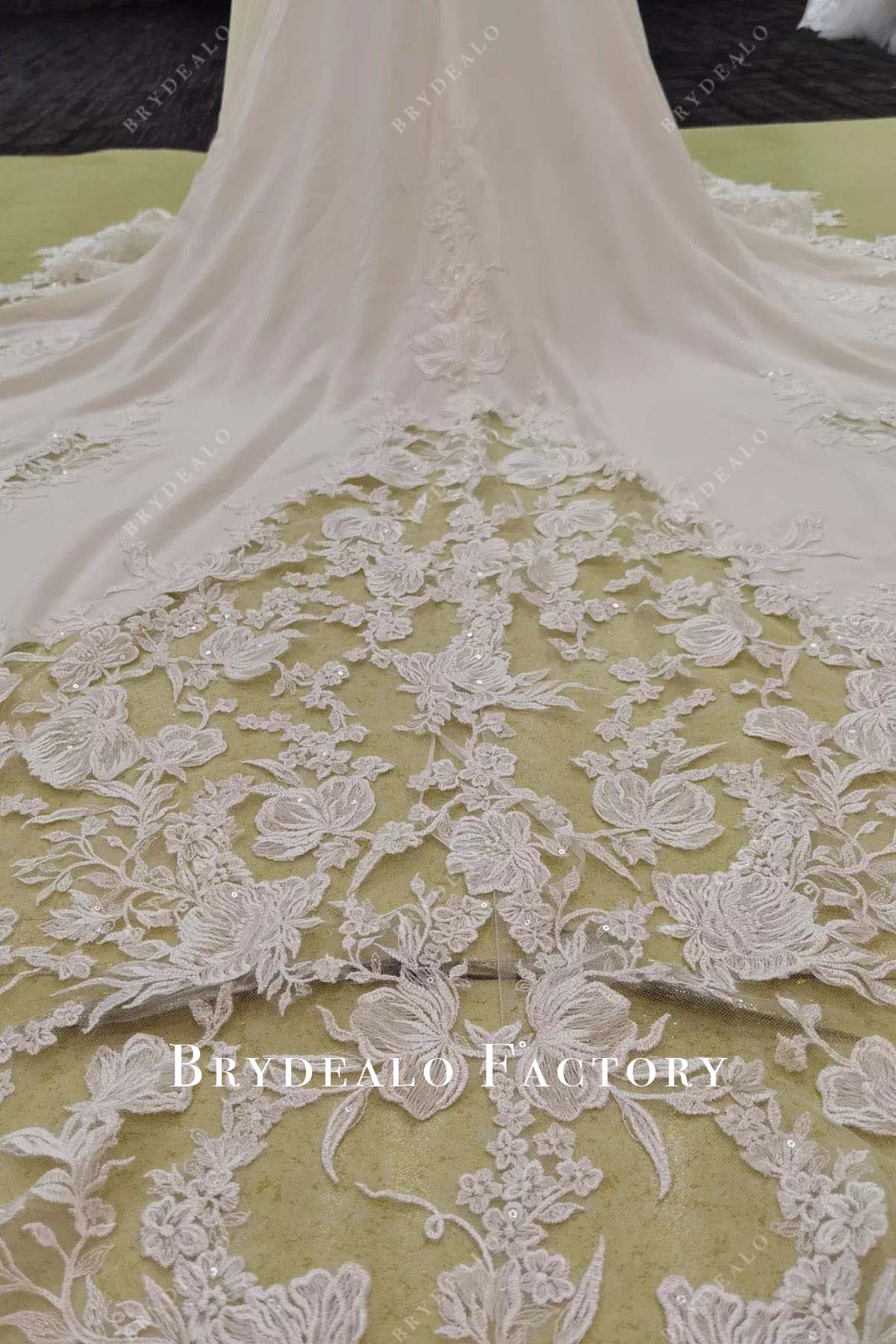 lace long train wedding dress