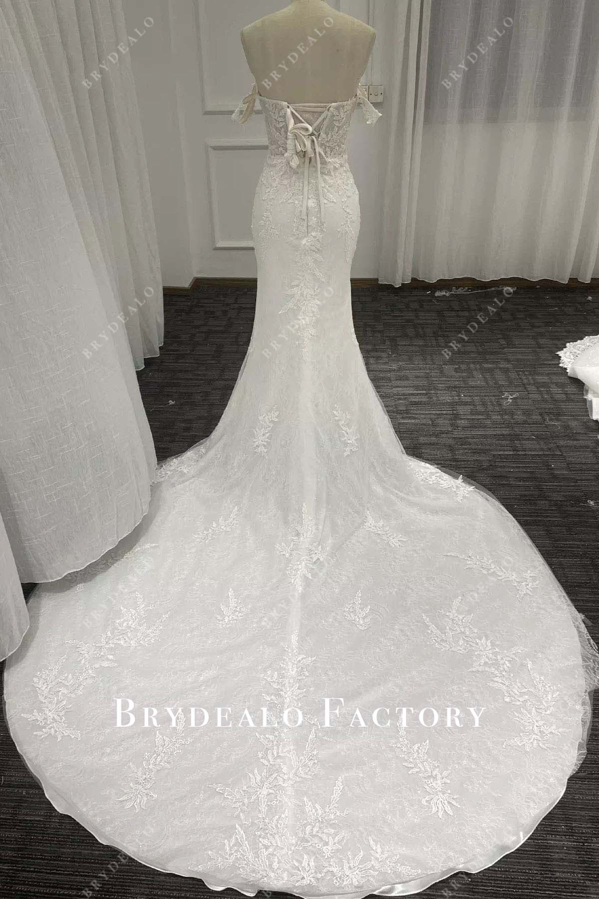 lace mermaid chapel train wedding dress