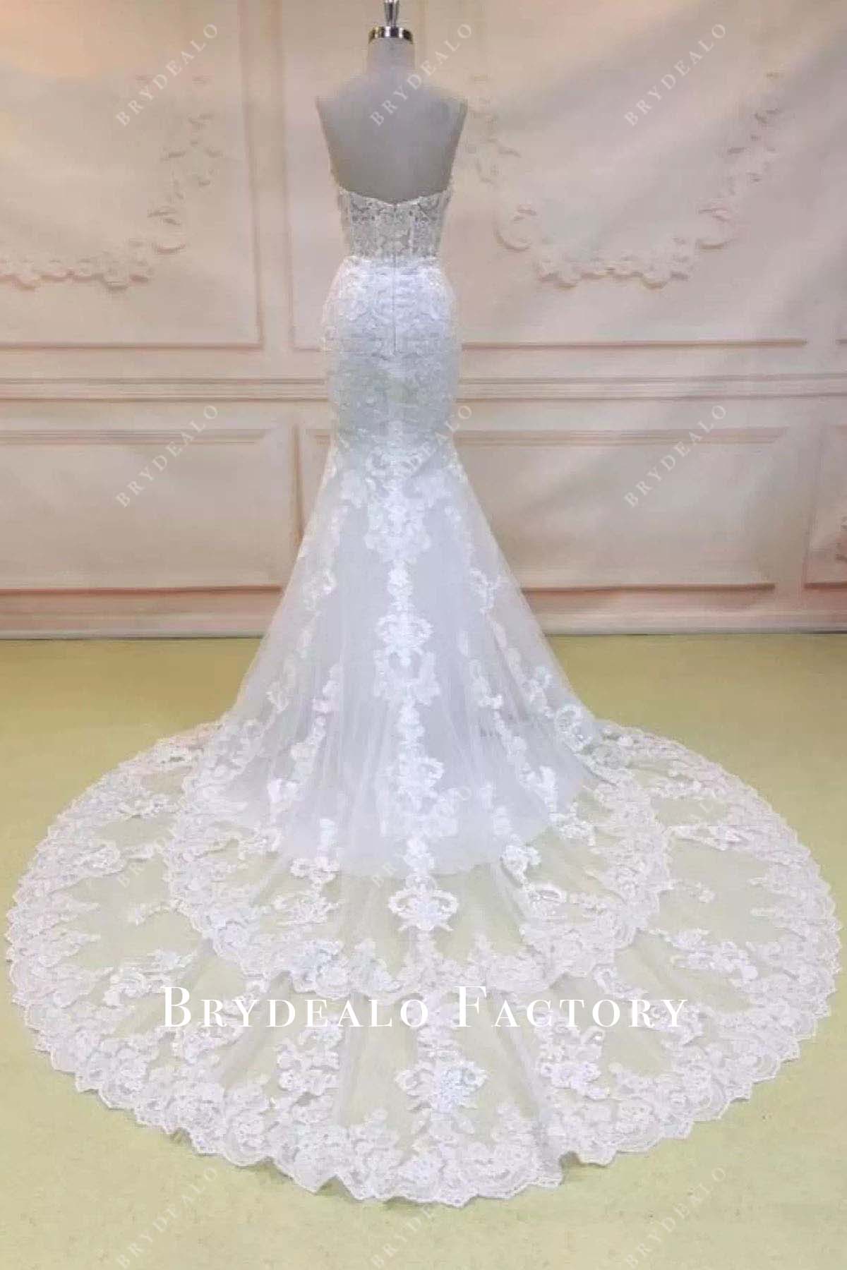 lace mermaid chapel train wedding dress