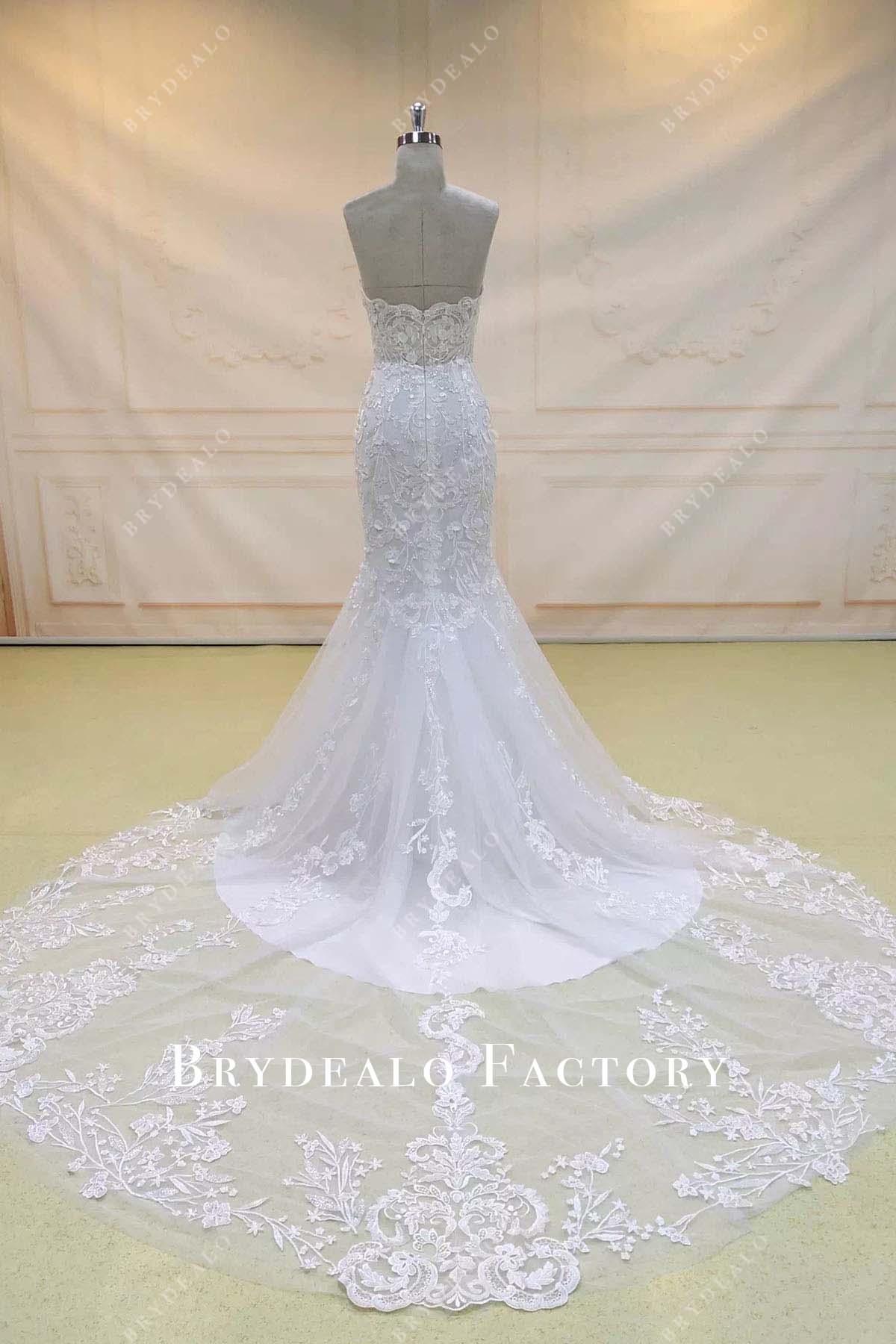 lace mermaid chapel train wedding dress