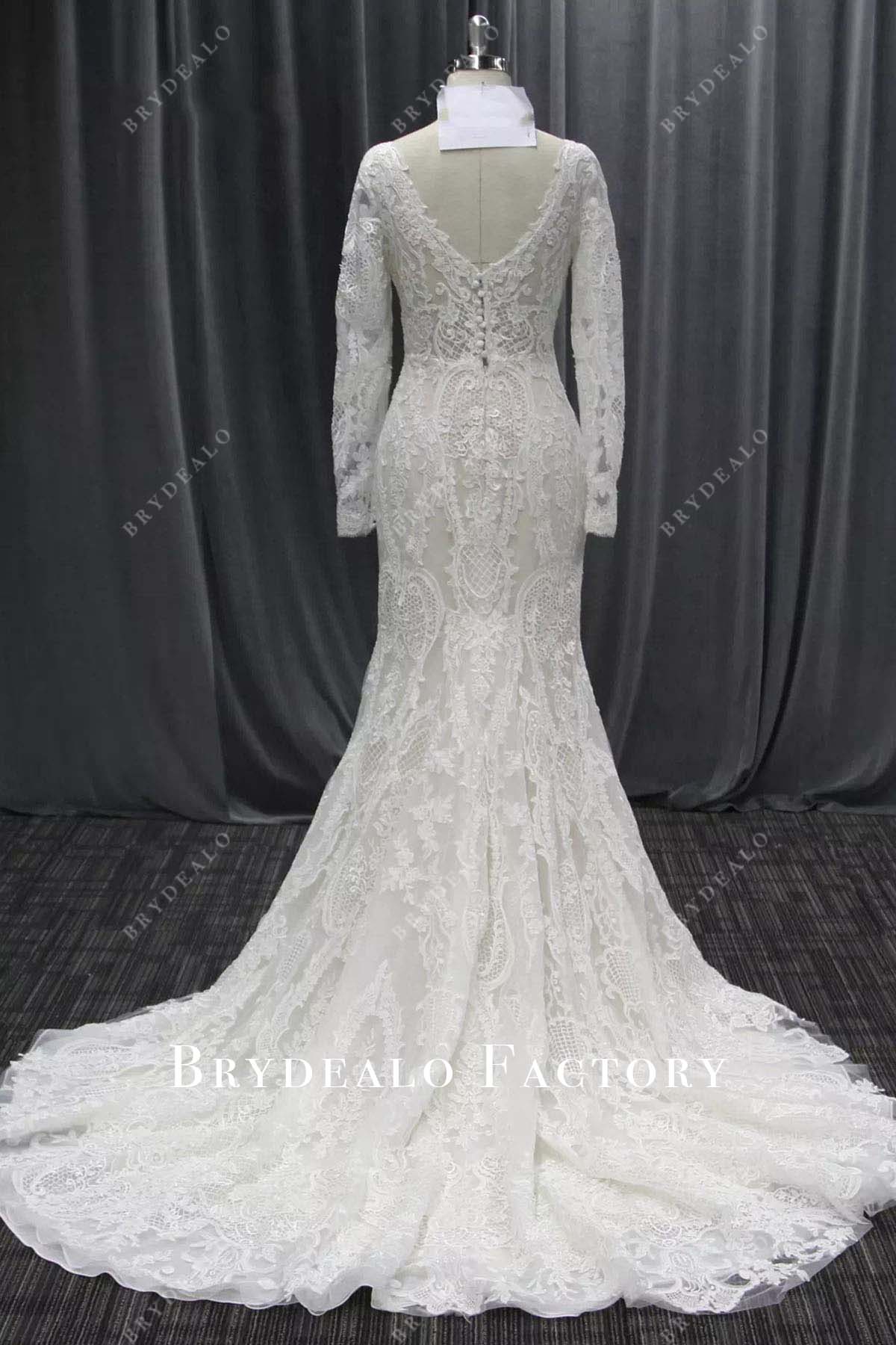 lace mermaid court train wedding dress