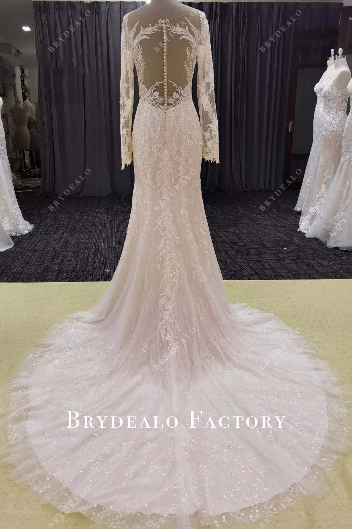 lace mermaid court train wedding dress