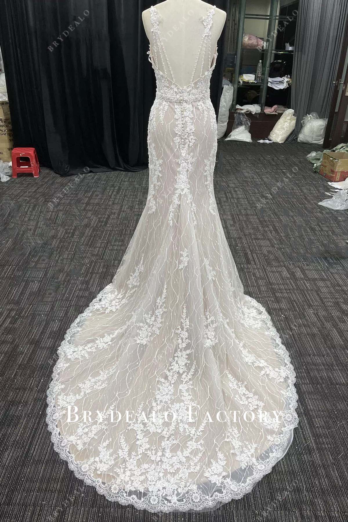 lace mermaid court train wedding dress