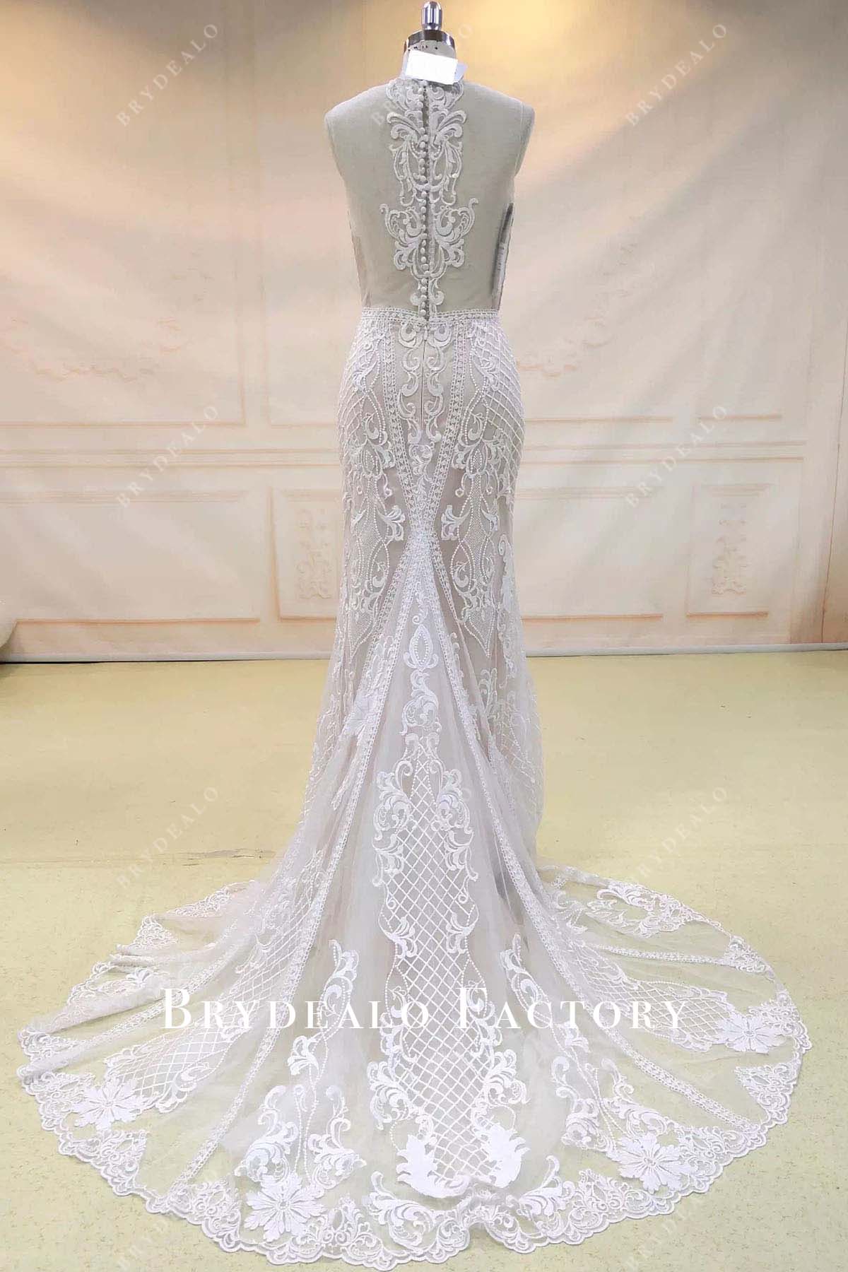 lace mermaid court train wedding dress